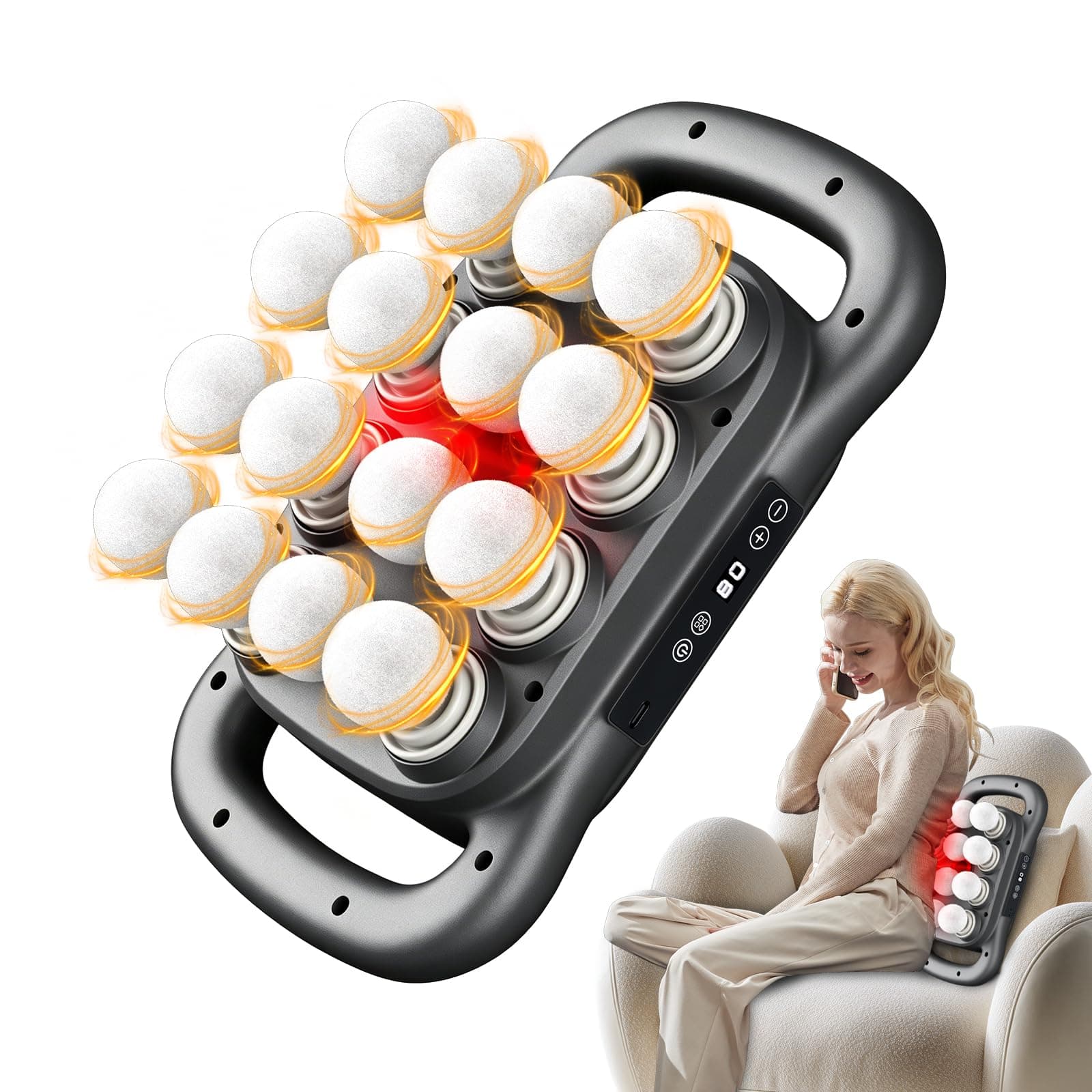 Technohom Massage Gun Deep Tissue – 16 Heads, 9 Speeds & 9 Modes, High Power Percussion Massager Gun for Full Body Relief, Fascia Massage Gun for Muscle