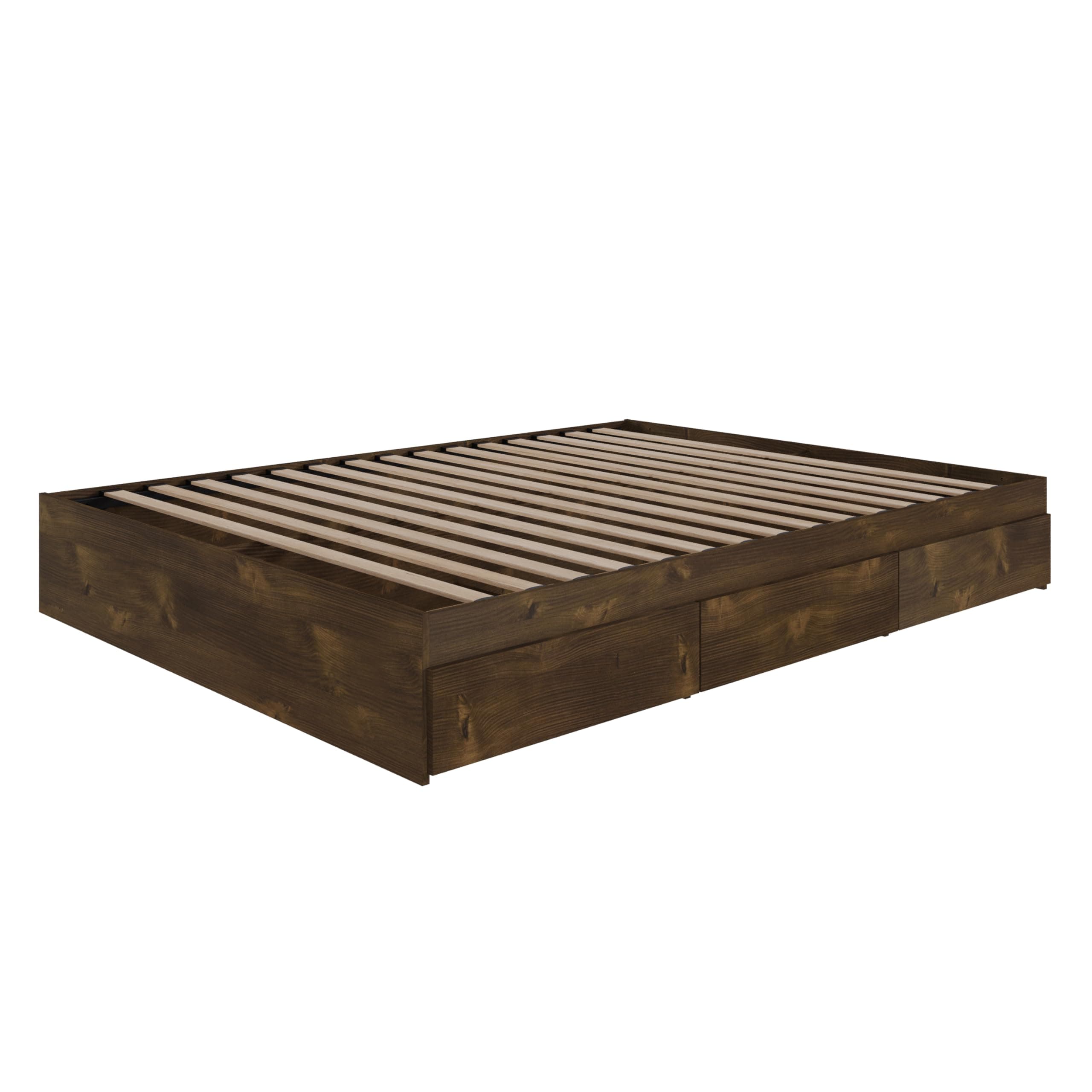 Nexera 3-Drawer Storage Bed Frame, Brown, Queen