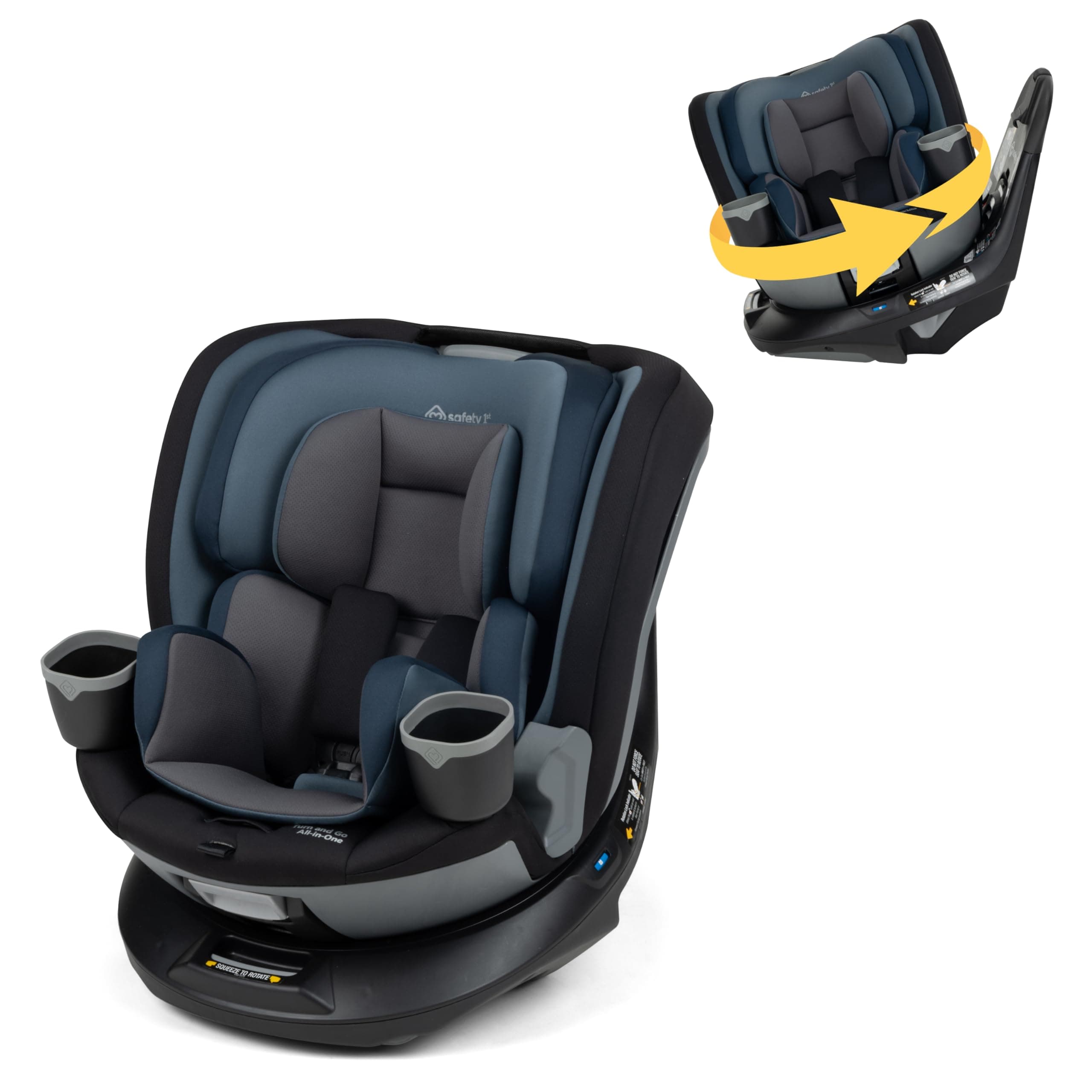 Safety 1st Turn and Go 360 ST 360 Rotating Car Seat, SafetySwivel, SecureTech Installation, All-in-One Convertible Car Seat, 3-in-1 Rear-Facing, Forward-Facing, Booster, 5-100 lbs, Siberian Caviar