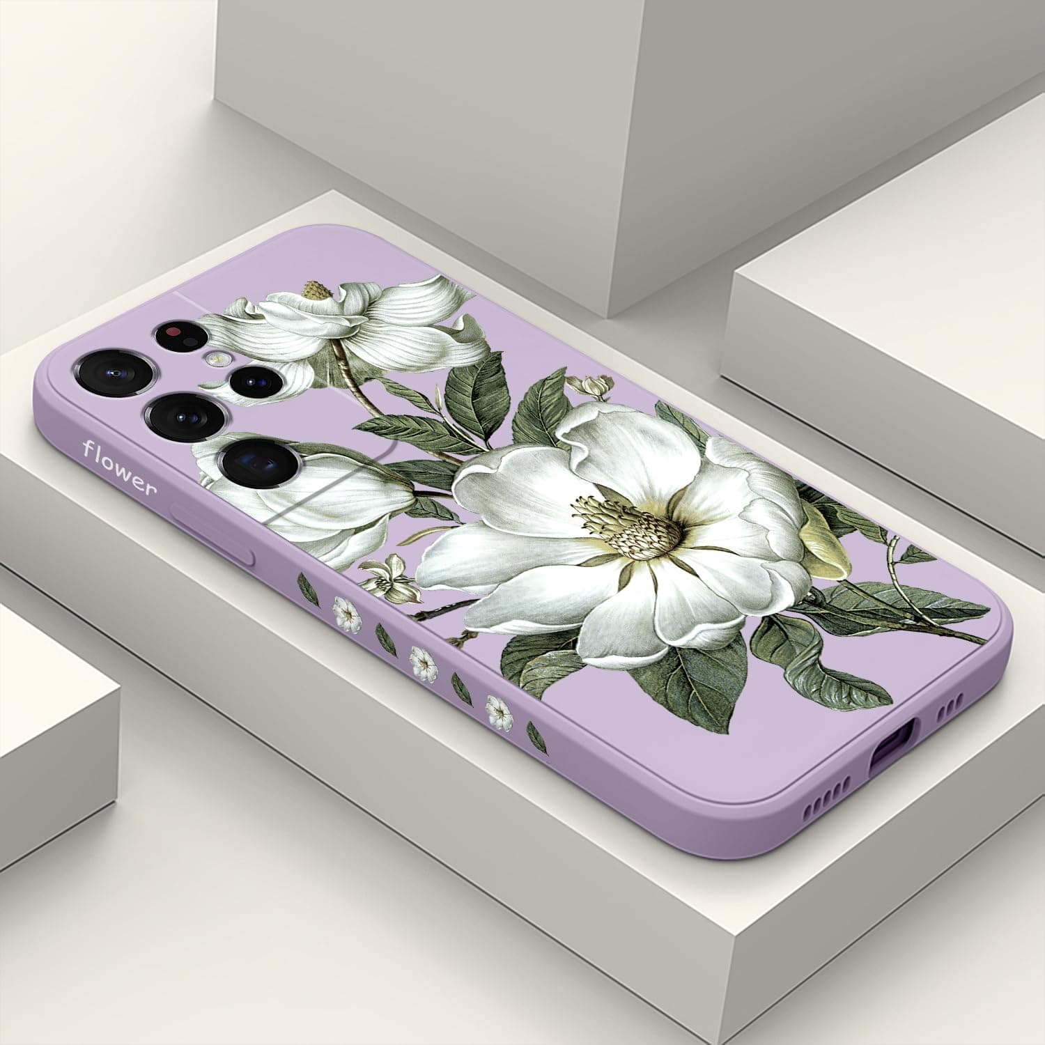 LEECG for Samsung Galaxy S21 Ultra Case, Creative Flower Pattern Design Slim Soft Silicone Protective for Galaxy S21 Ultra Phone Cover 6.8 inch, Cotton Purple