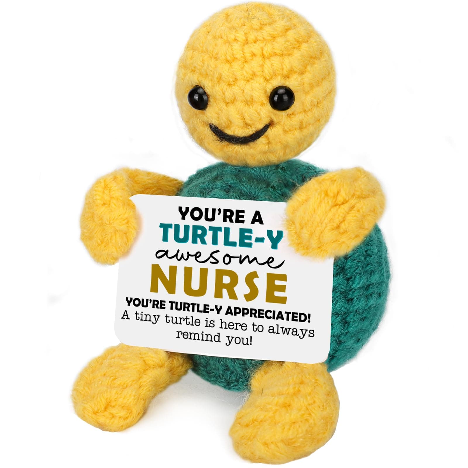 Funny Turtle Nurse Gifts for Women Men, Nurses Week Gifts 2026, Nursing School Graduation Retirement Thank You Appreciation Gift for Nurses, Cute Small Handmade Emotional Positive Crochet Animals