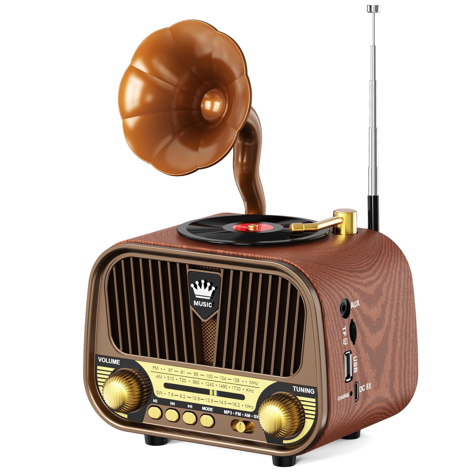 PRUNUS J-190 Retro Radio AM FM SW Bluetooth, Portable Vintage Radios