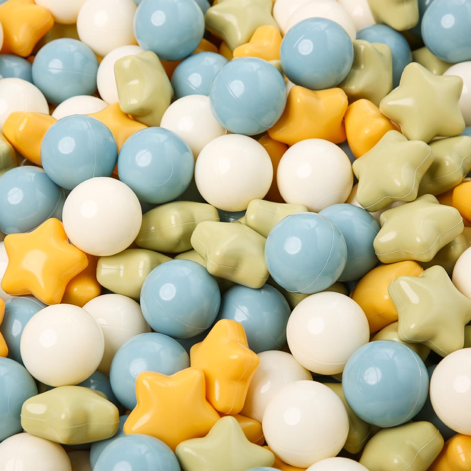 Summer Ball Pit Balls 200 Balls for Toddlers, Crush Proof Plastic Children's Toy Balls Macaron Ocean Balls for Birthday Parties Games Pool, Cream Yellow+Blue+Green