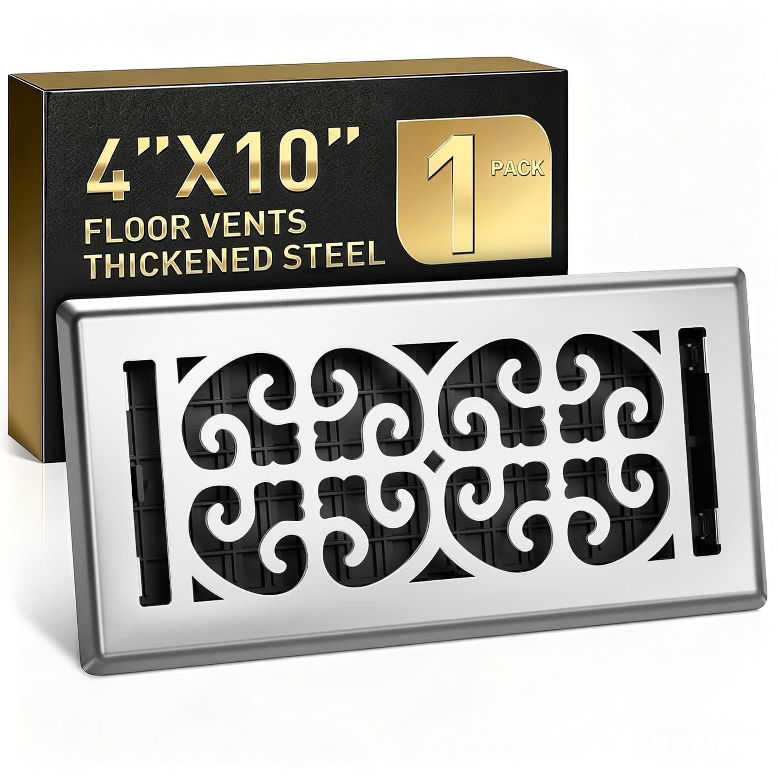 Floor Register 4x10, Satin Nickel Floor Vent Covers 1 Pack, Thicker Metal