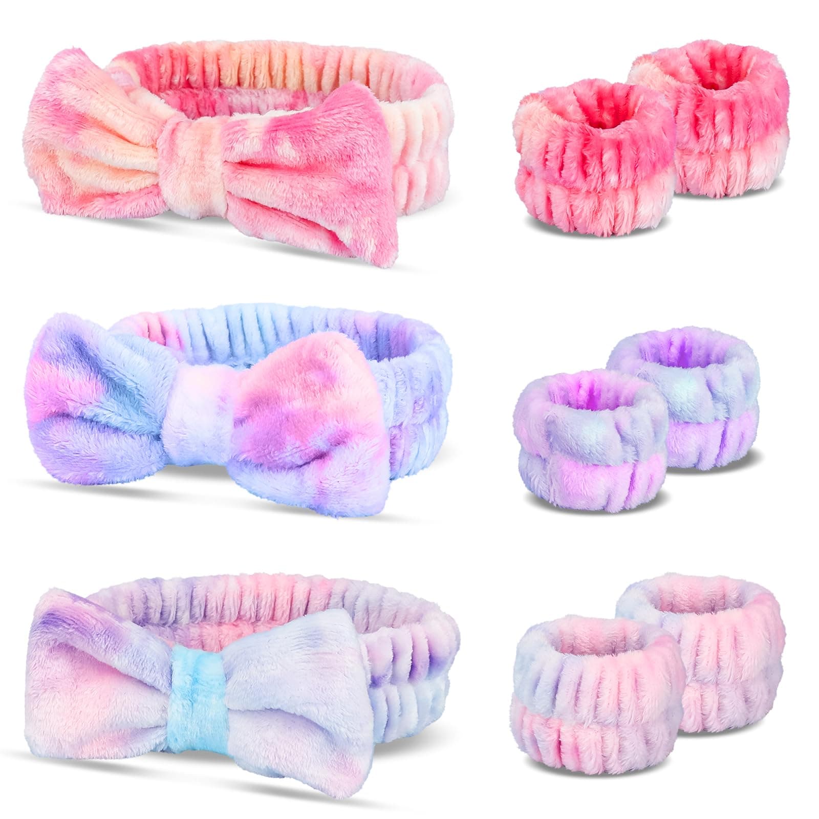 WSYUB Face Washing Headband, Face Washing Wristbands, Headband and Writ Bands for Washing Face,Spa Headband for Girls, 9pcs