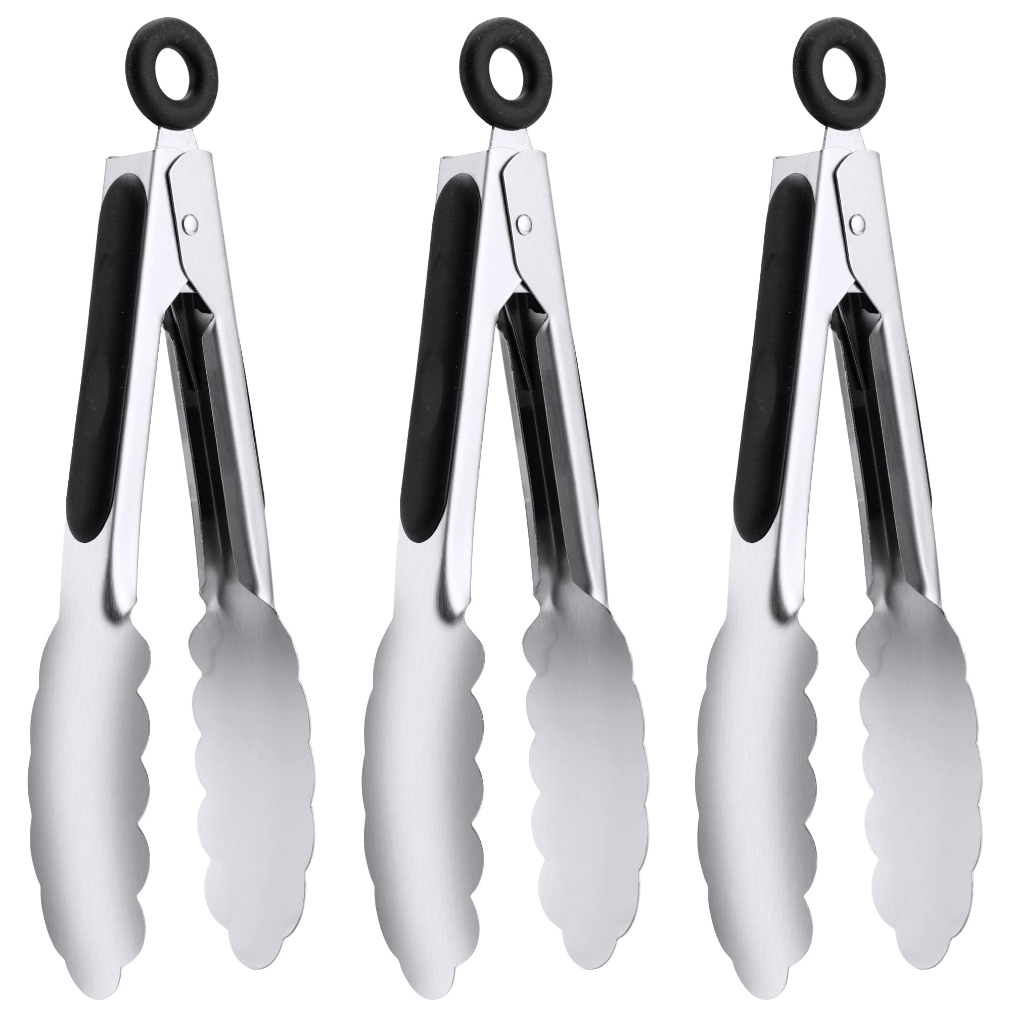 7-Inch Stainless Steel Kitchen Tongs Set, for Cooking Serving (7", 3PCS)