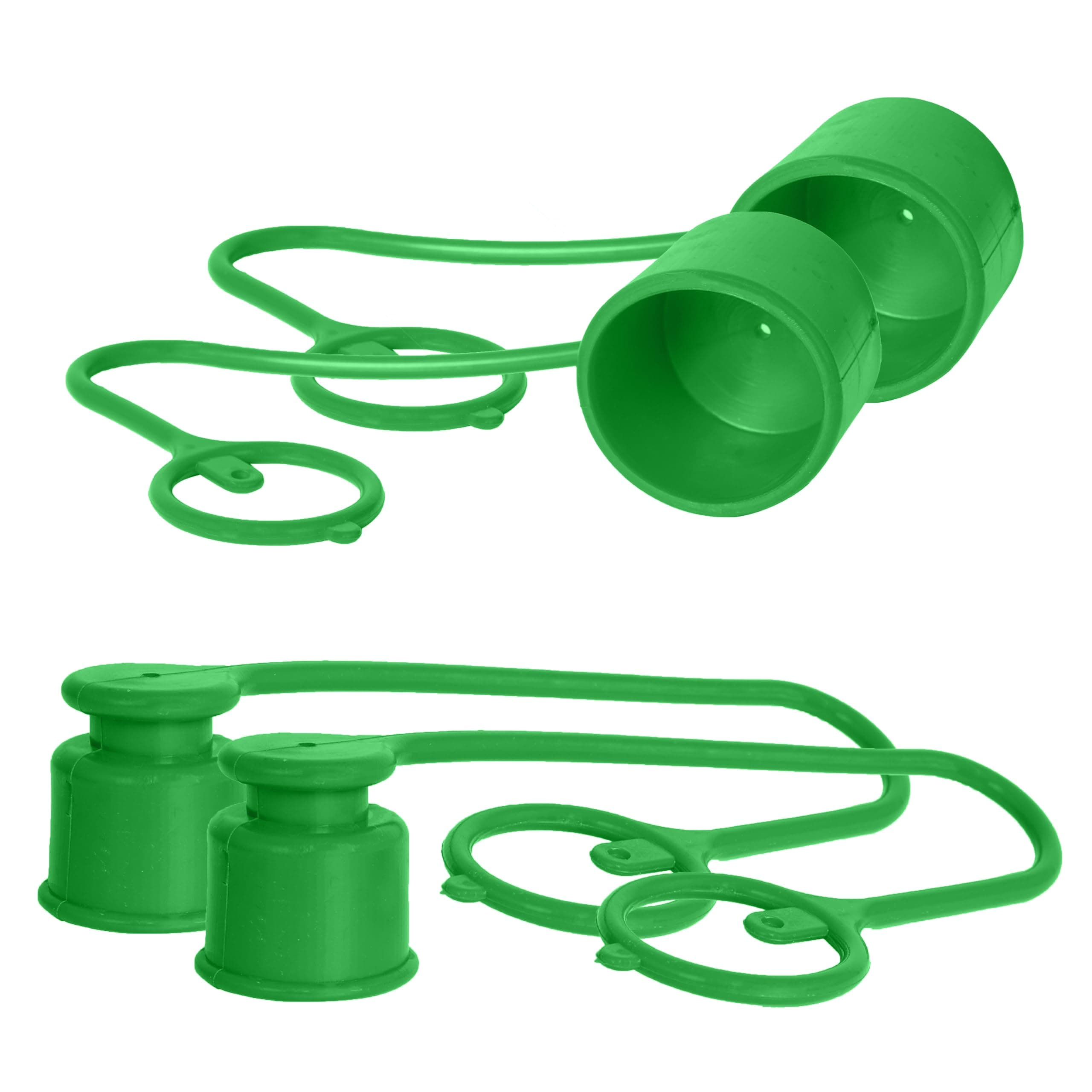 2 Set, 1/2 Skid Steer Attachments Flat Face Tractor Hydraulic Coupler Male Dust Cap and Female Plug Cover,ISO 16028 Hydraulic Quick Disconnects Port Plug Fittings (Green)
