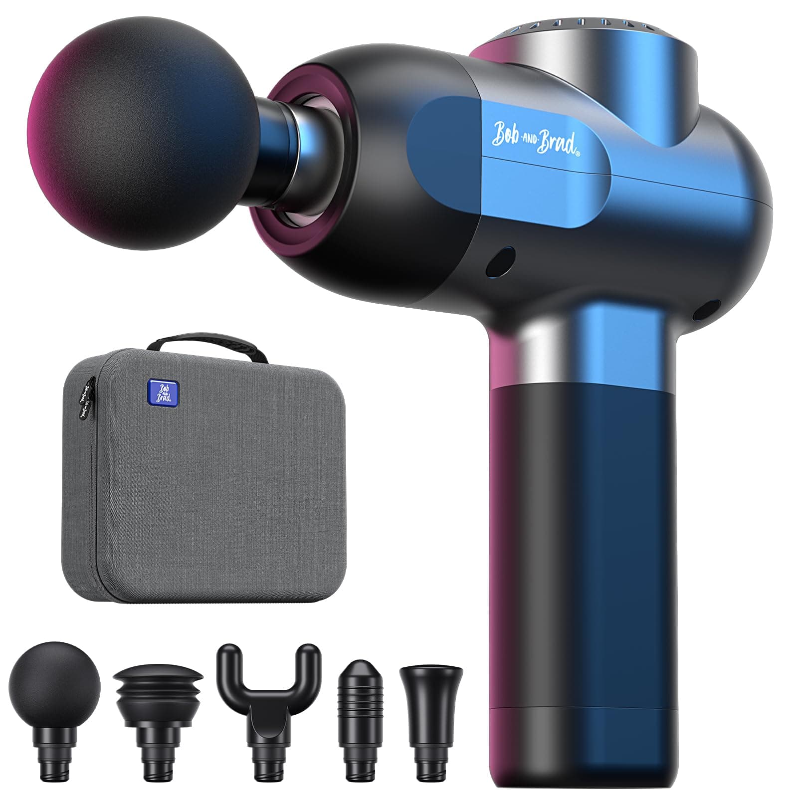 Bob and Brad C2 Massager Gun, Massage Gun with 5 Speeds and 5 Heads, Powerful 3200 RPM, Quiet Portable Handheld Muscle Massage Gun for Home Gym Office Workout, Great Gift for Men Women with Carry Case