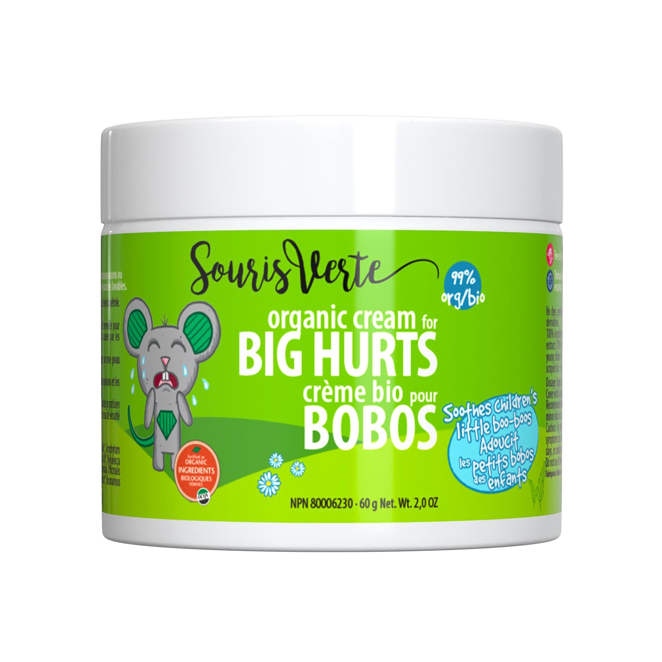 Souris Verte Organic Boo Boo Healing & Diaper Rash Cream – Made in Canada – Cloth Diaper Safe - Prevents, Protects and Treats - Enriched with Natural Soothing Ingredients