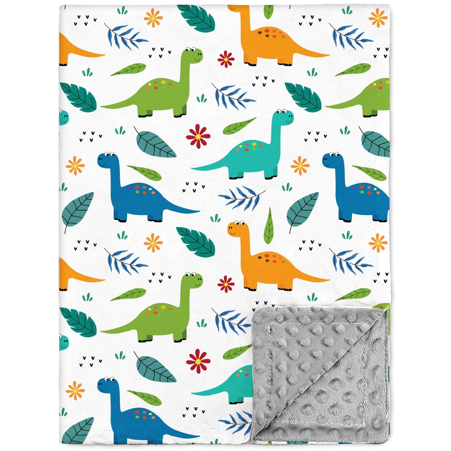 Nialnant Dinosaur Baby Blanket for Boys, Double Layer Dotted Backing Toddler Blankets for Boys, Soft Plush Baby Boy Blanket, Shower Gift Receiving Blankets, Nursery Decor Stroller Cover 30 x 40 Inch