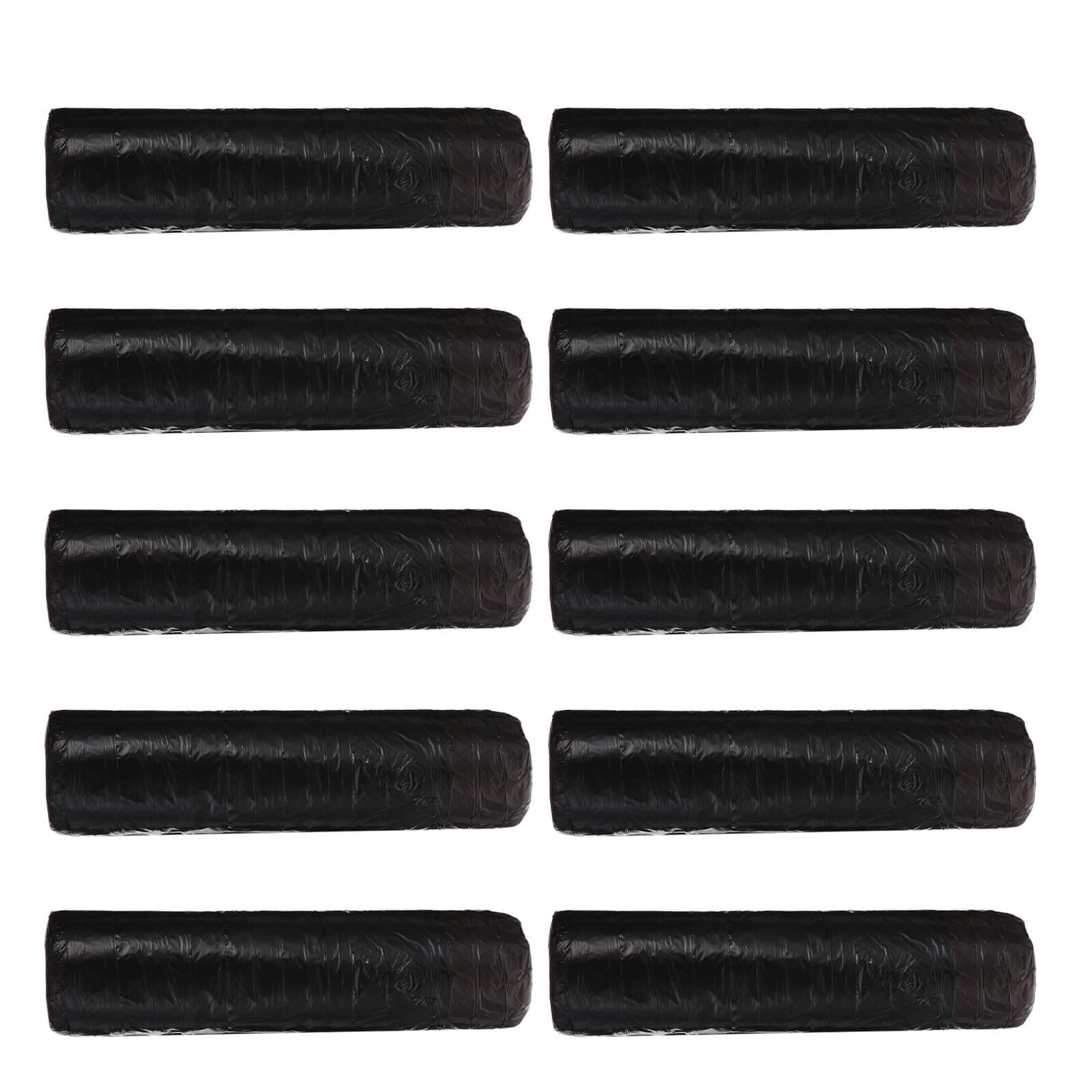 HEATSHAKING Disposable Drawstring Trash Bags 150pcs (10 Packs, Black) Plastic Garbage Bags for Home Bathroom and Office Waste Management