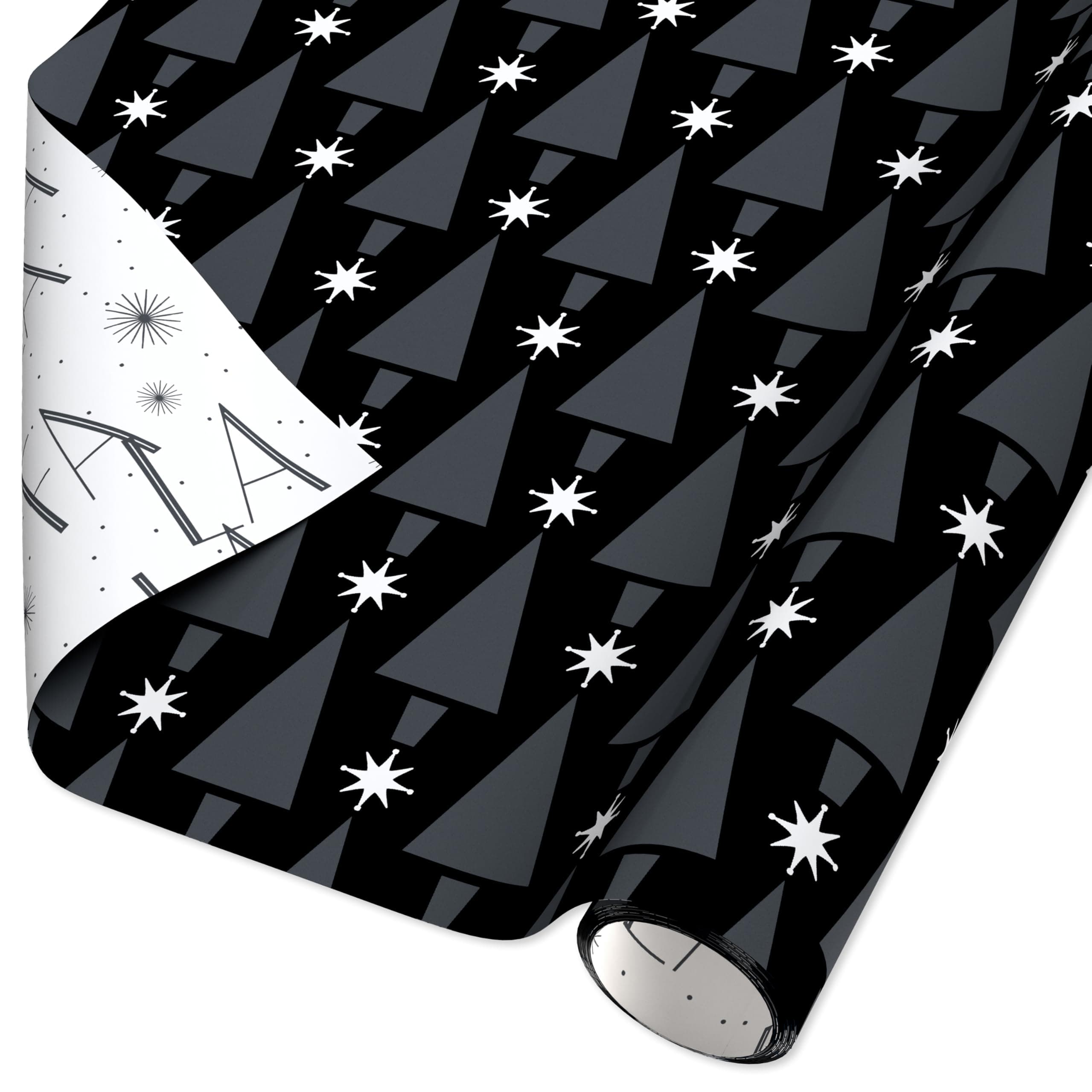 American Greetings 60 sq. ft. Reversible Modern Black Christmas Wrapping Paper, Fa La La (1 Roll, 30 in. x 288 in.)