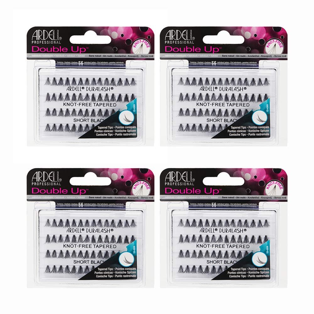 Ardell False Eyelashes Double Up soft Touch Knot-Free Short Black 4 Pack, 1.76 ounces