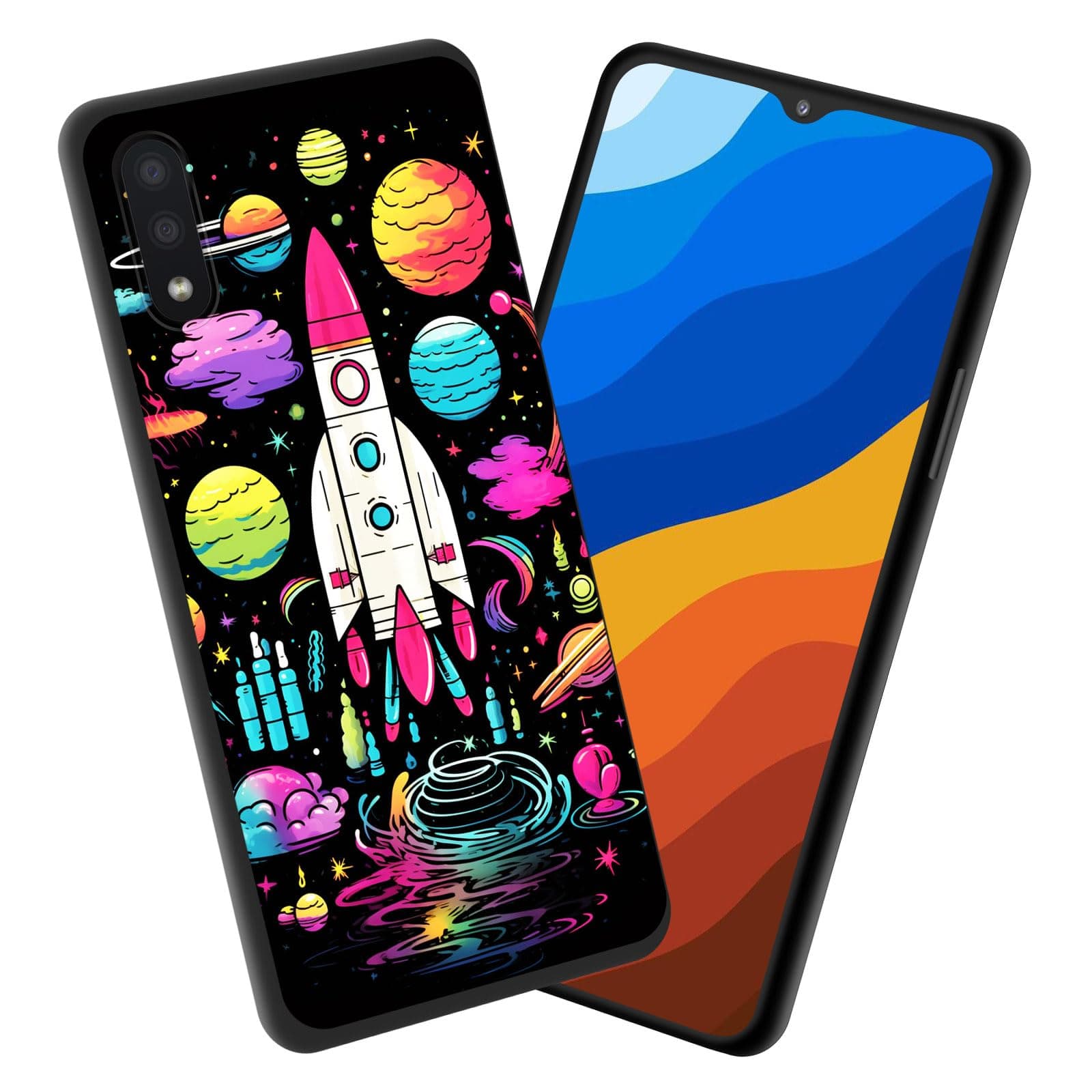 Vobber for Galaxy A01 Case,Premium TPU Slim Anti-Scratch Silicone Protective Case Cover for Samsung Galaxy A01,Colorful Space Rocket Design
