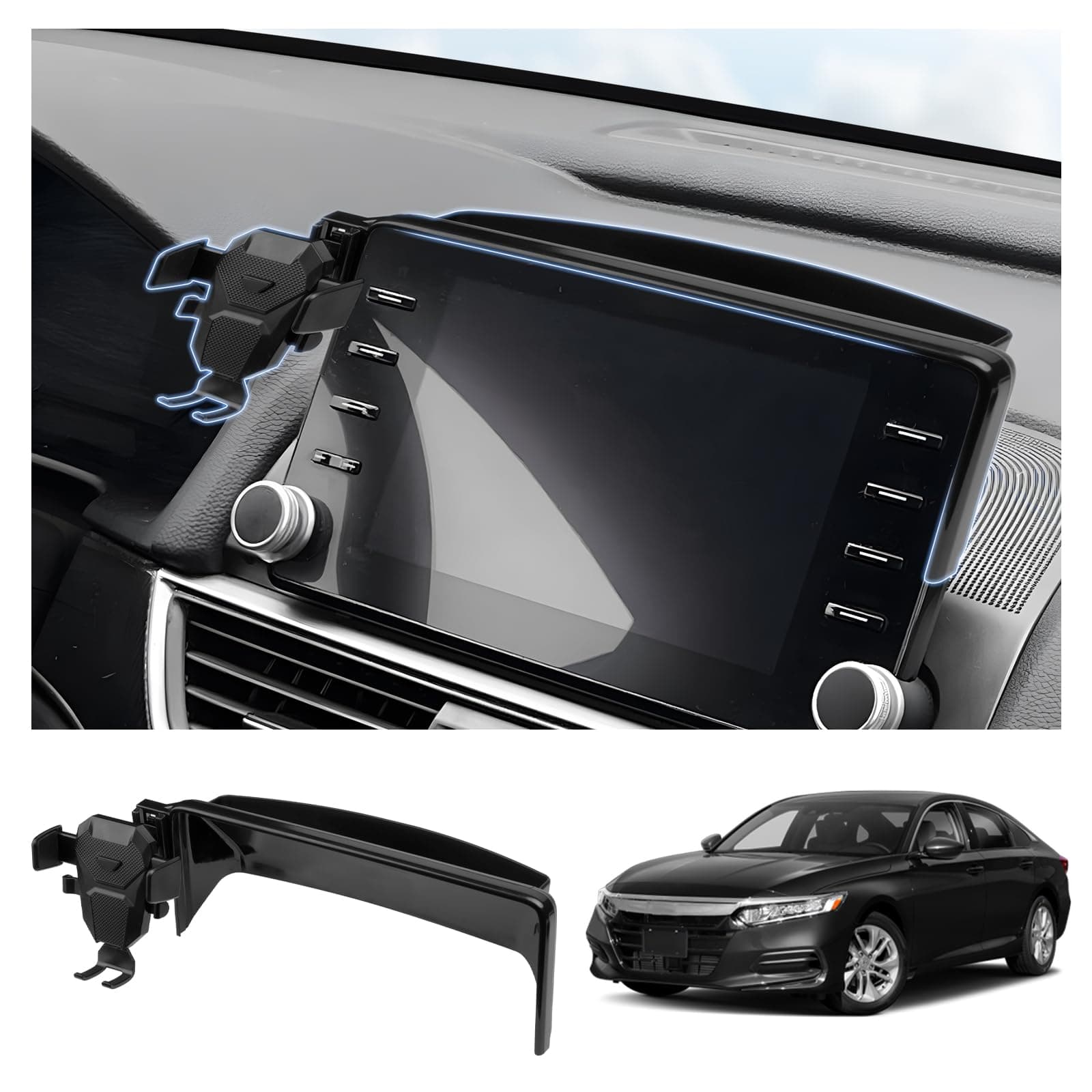 FIILINES Car Phone Holder Fit for Honda Accord 2018-2022 Accessories Cell Phone Mount with Dash Organizer 2 in 1 for Accord Accessories (Fit 8" Touch Screen)
