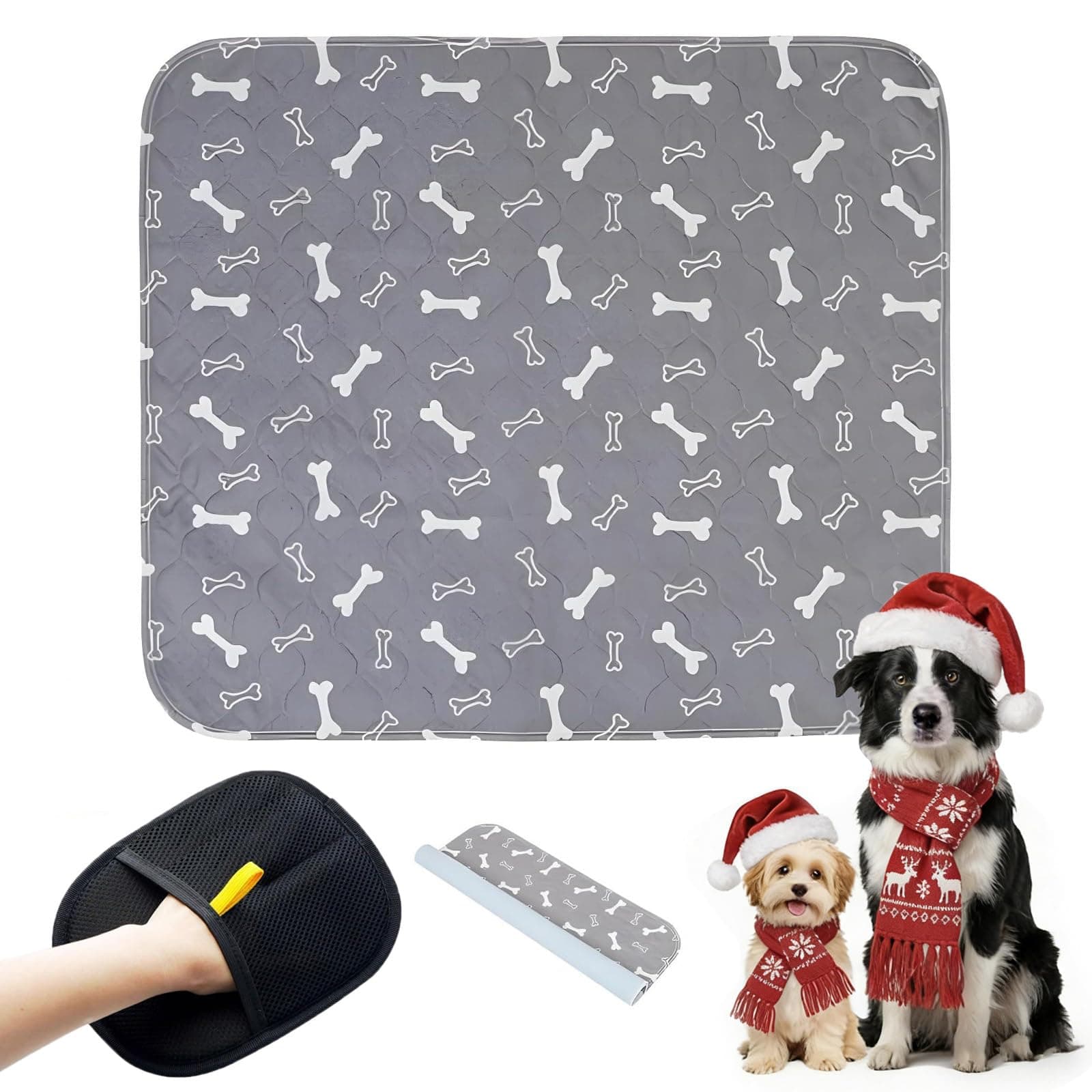 Puppy Pads with Pheromones, Washable Puppy Pee Pads for Dogs Reusable Puppy Pads for Dogs and Cats - Leak & Odor Proof, Non-Slip Base Training Pads for Home & Travel(with Pet Hair Removal Gloves)