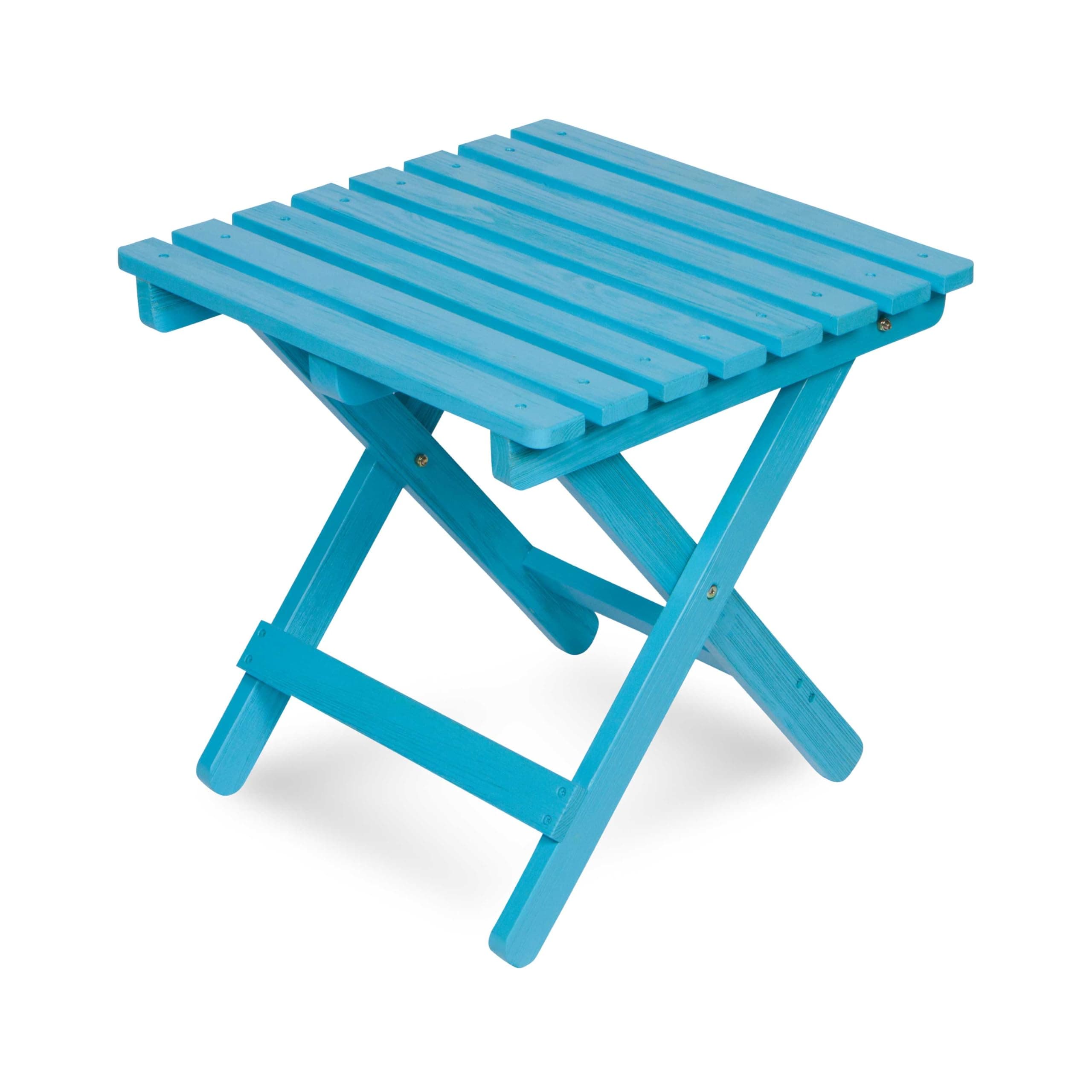 Shine Company 4119AQ Adirondack Square Wooden Indoor/Outdoor Patio Folding Side Table, Aqua