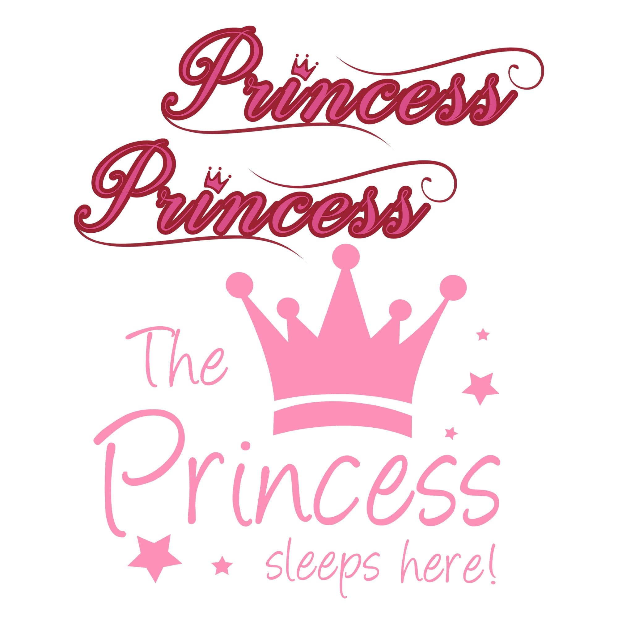 Fssqii Pink Princess Sleep Here Vinyl Wall Decals for Girls Bedroom Waterproof Self-Adhesive Princess Sign Door Stickers Home Decoration (Pink)