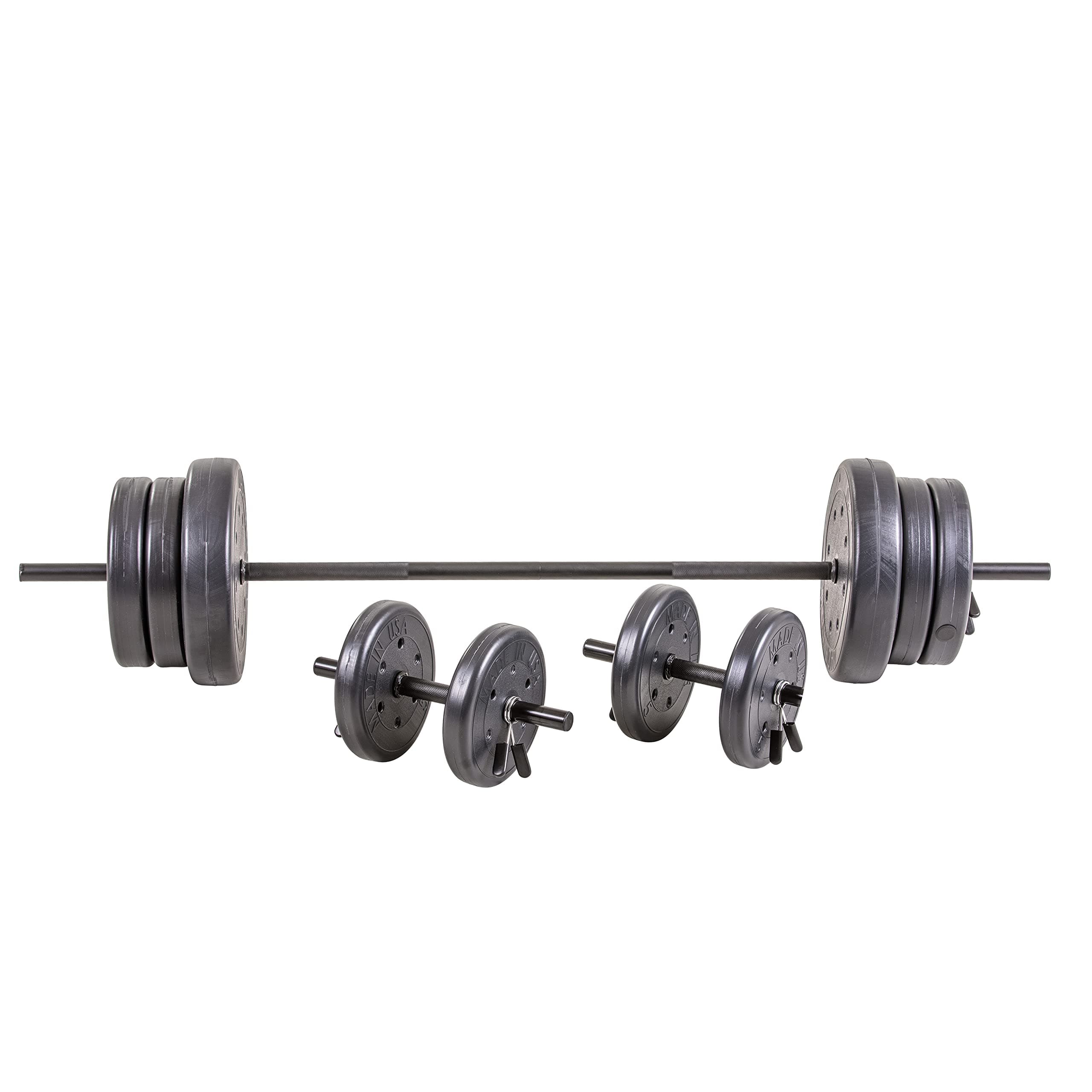 US Weight 105 Pound Weight Set with Barbell - Home Gym Workout Equipment