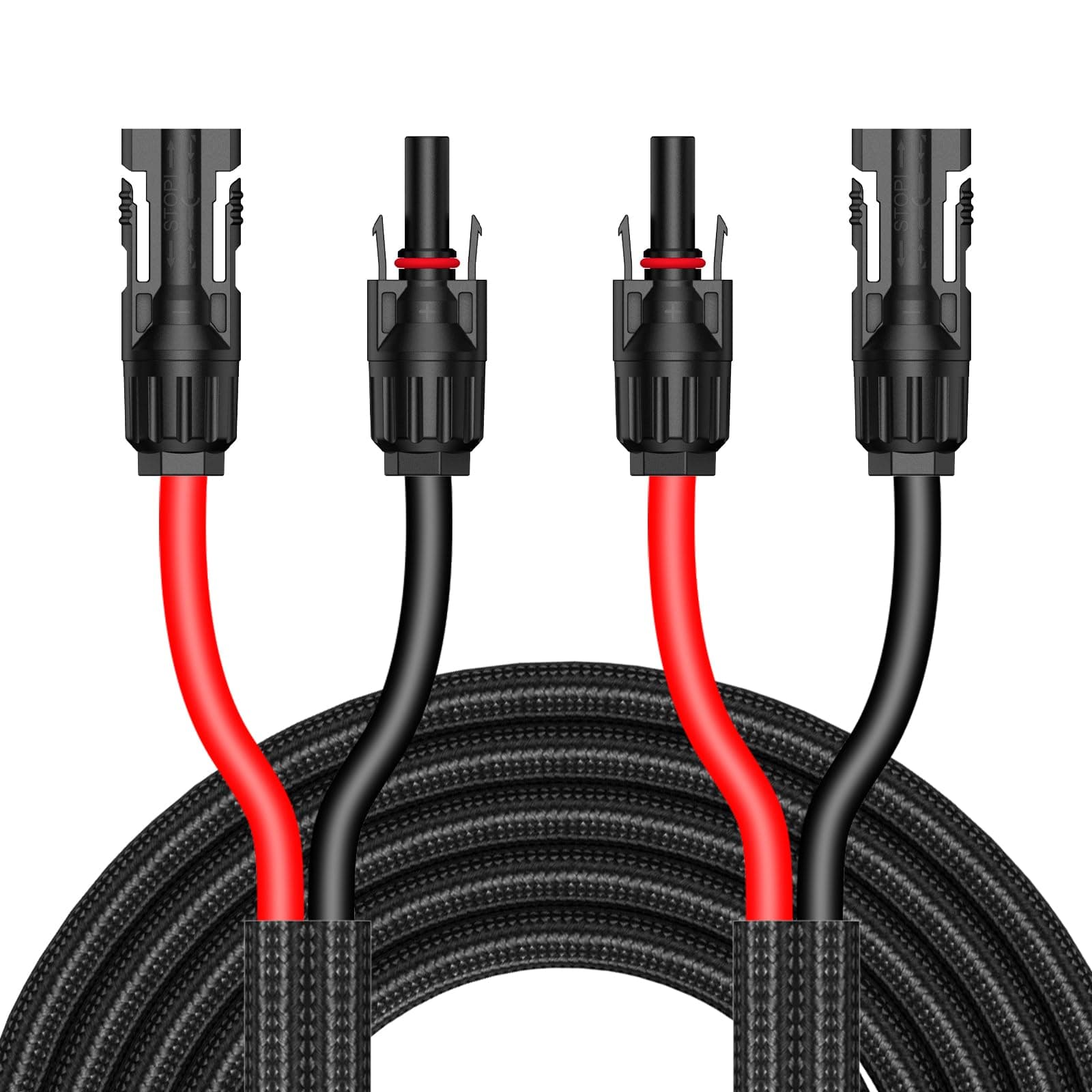 JXMXRPV 10Ft 10AWG Solar Wire with Tool-Free Solar Connectors, Solar Cable Extension Covered with Fiberglass Sleeves, IP68 Waterproof PV Cable 10Gauge for Home Boat RV Solar Panels(10ft)