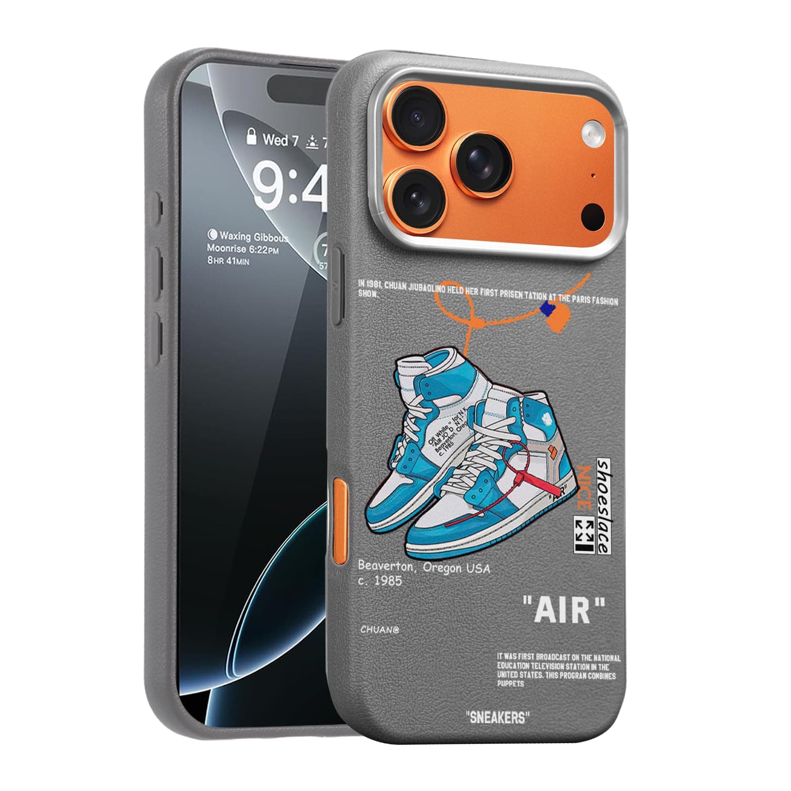 WMFLLNL Cool Phone Case for iPhone 17 Pro Max Case for Boys Men Basketball Shoes Sneaker Print Design Cases Compatible with iPhone 17 Pro Max Gray