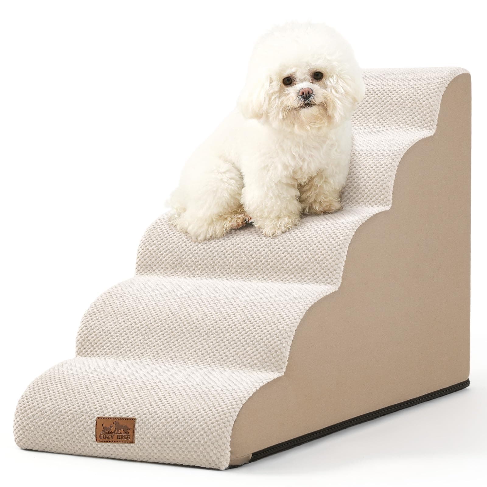 COZY KISS Dog Stairs for Small Dog 22.6" H, 5 Step Pet Ramp for Bed