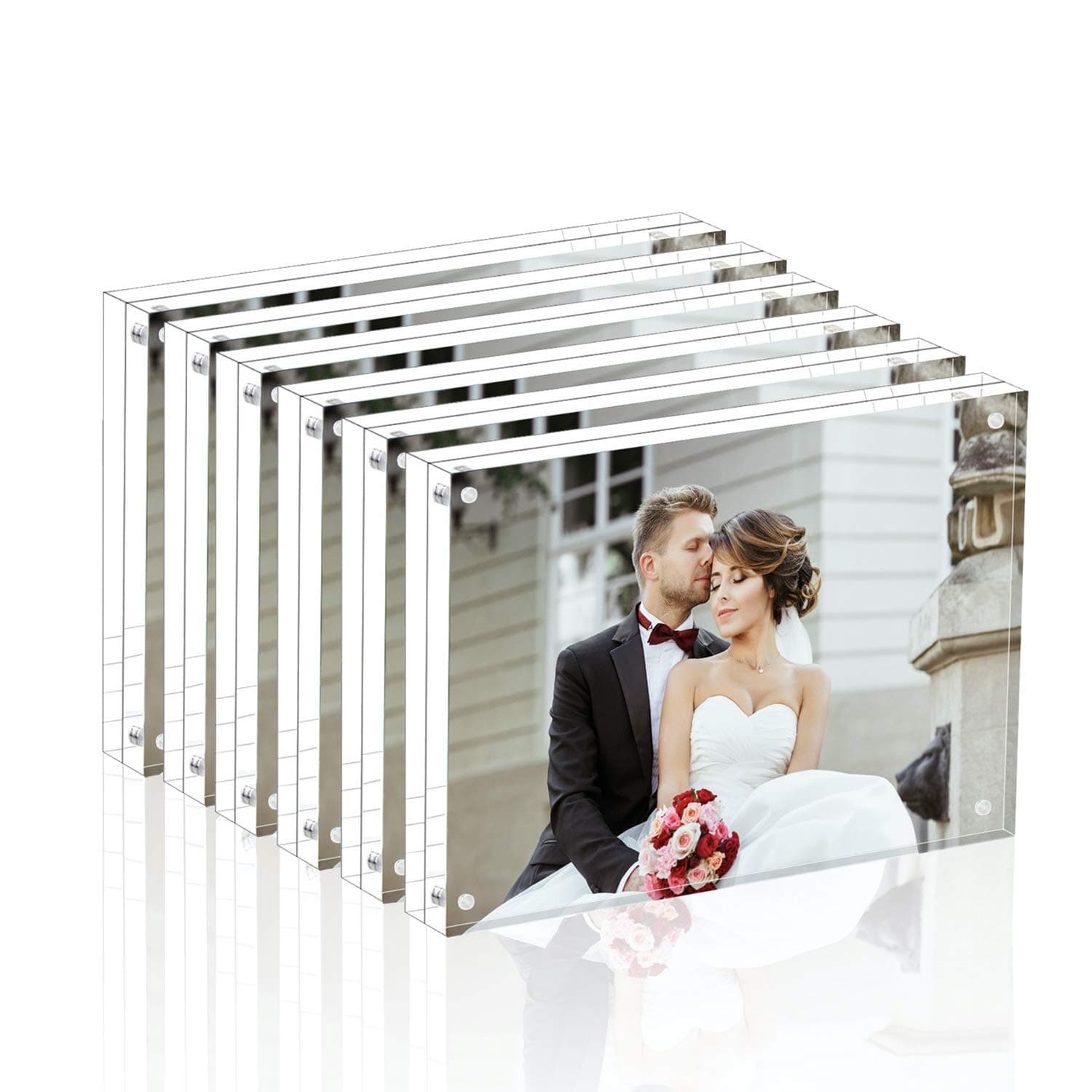 Magicool Premium Acrylic Photo Frame--- Magnet Photo Frame -Double Sied Thick Desktop Frames (4x6 6 pack)