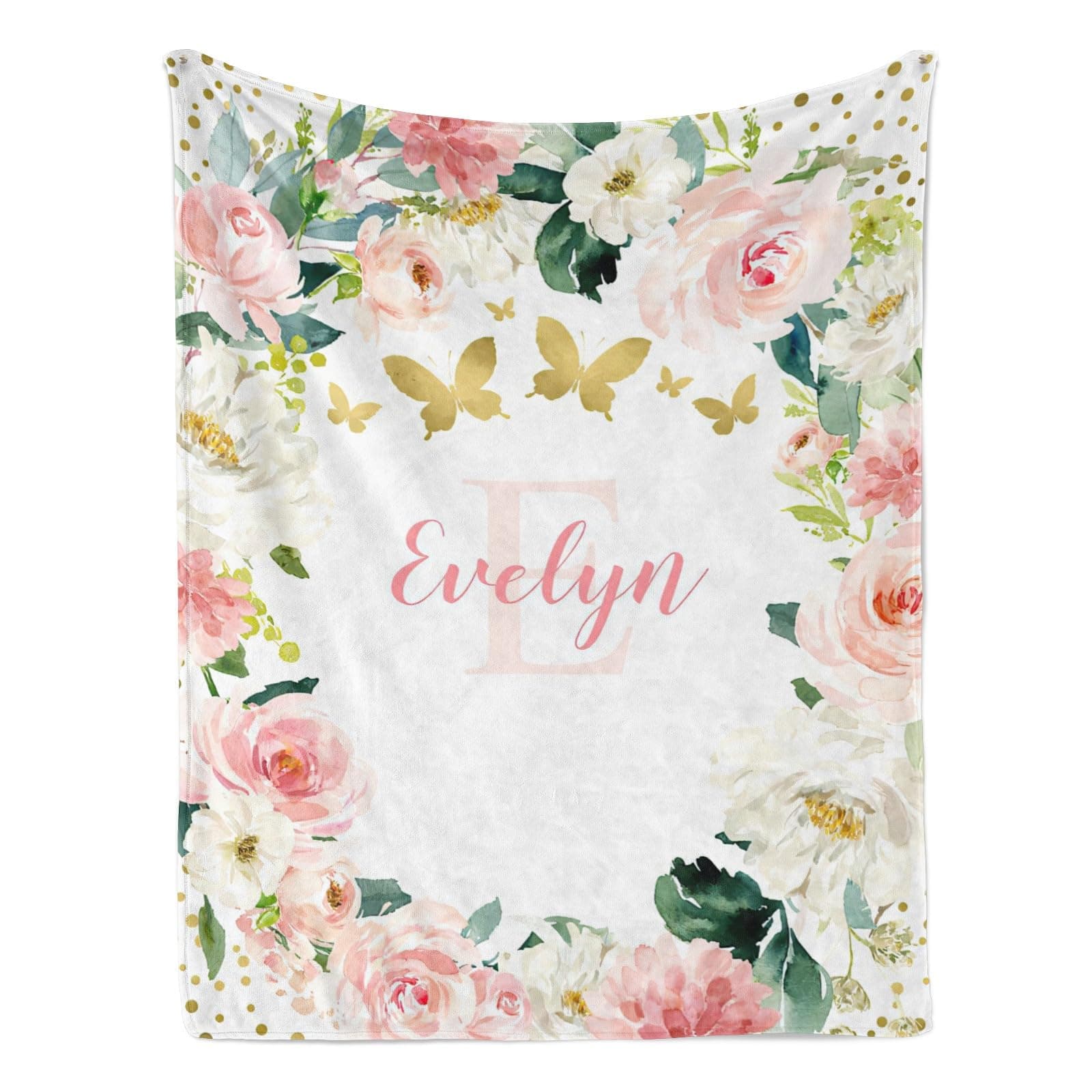 Customizable Blanket with Name Customize Baby Blanket for Boys Girls Personalized Baby Blanket Elephant Personalized Baby Boy Girl Gifts Soft Flannel Blanket - 40x50 Inch
