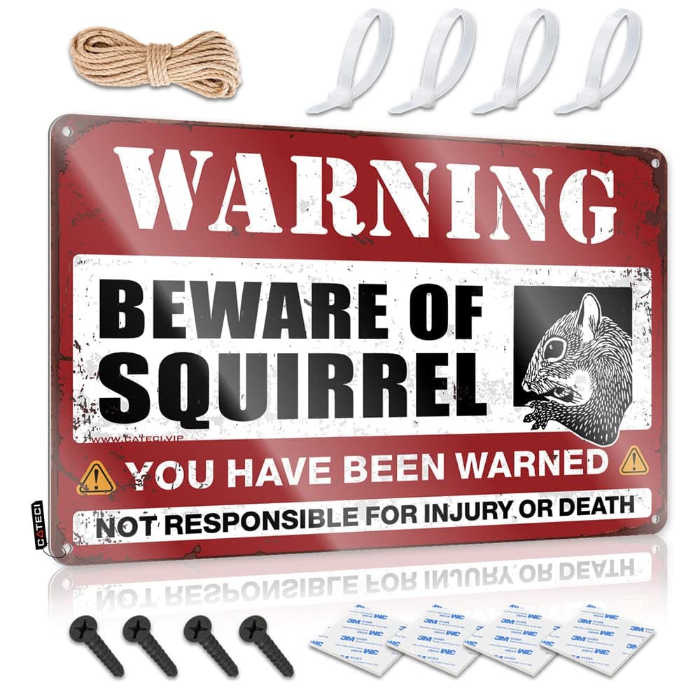 Warining Sign Beware of Squirrel Metal Sign Lawn Warning Sign Gun Signs for Man Cave ( Size : 30X40CM )