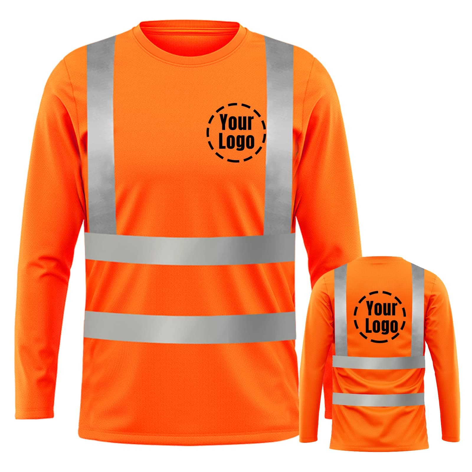 YOWESHOP Reflective Safety Long Sleeve Shirt-High Visibility Custom Work Shirts for Men，Orange4 2XL