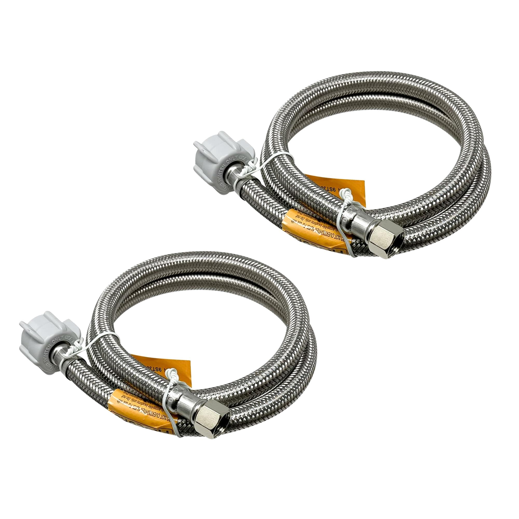 [2-Pack] PROCURU 20-Inch (1.7Ft) Universal Toilet Connector, 3/8"C x 7/8"BC, Flexible Stainless Steel Braided Suppy Line, LF Certified Safe (9ST20-2P)