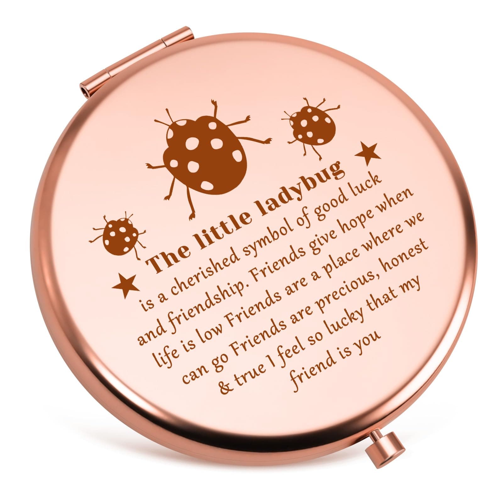 Xiecolty Ladybug Lover Gifts for Women Compact Mirror Good Luck Ladybug Gift Lady Bug Gift Inspirational Gifts for Girls Friend Daughter Insect Lover Present Birthday Folding Makeup Mirror