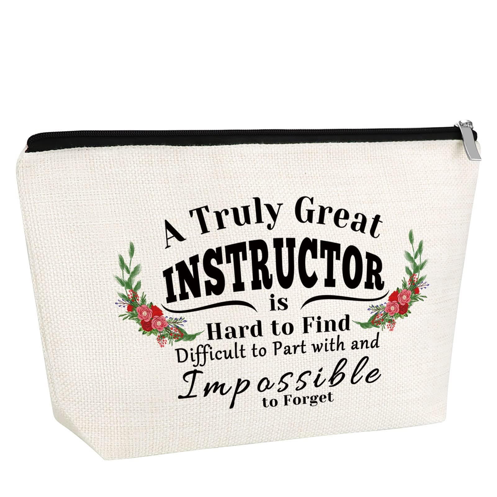 Instructor Gift for Fitness Instructor Appreciation Gift Personal Makeup Bag Personal Trainer Gift for Yoga Instructor Gift for Nurse Instructor Thank You Gift Mentor Cosmetic Bag Retirement Gift, Beige
