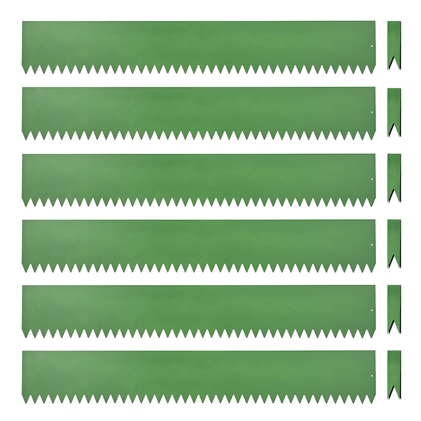 Landscape Edging Kit, Galvanized Steel Edging Landscape Lawn Edging Powder for Lawn Yard, Coated Bendable Metal Strips, No-Dig Hammer-in Edging Border w/Clips (6 INCH 6 PCS, Green)