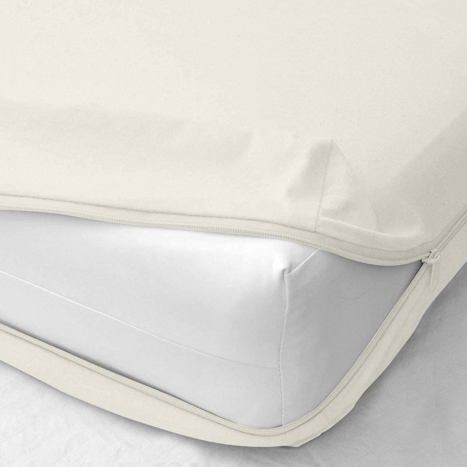 JRT Linen Luxury 1000-TC Pima Cotton Zipper Fitted Sheet, Cal-King (72"x 84") Size Soft, Smooth, and Silky Mattress Encasement Bottom Cover with Zipper for 15" Deep Pocket (Ivory, Solid)