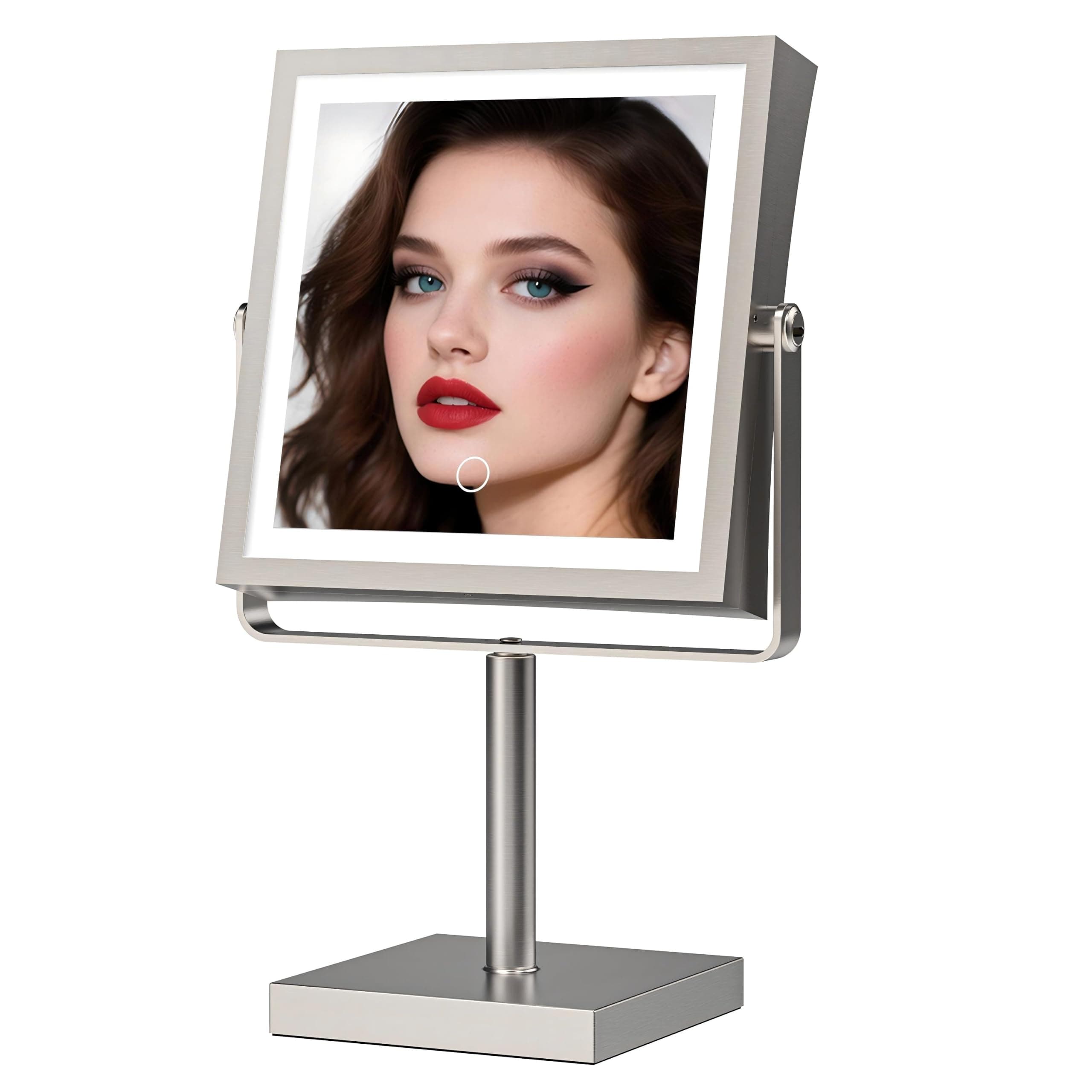 Ruacq Makeup Mirror, Makeup Mirror with Magnification 1X/10X, Height Adjustable Vanity Mirror, 360°Rotation (Chrome)