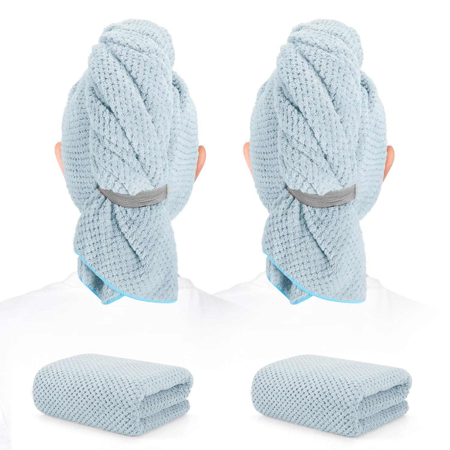 BEoffer 2 Pack Microfiber Hair Towel 41 x 24 inch Soft, Absorbent, Fast Dry