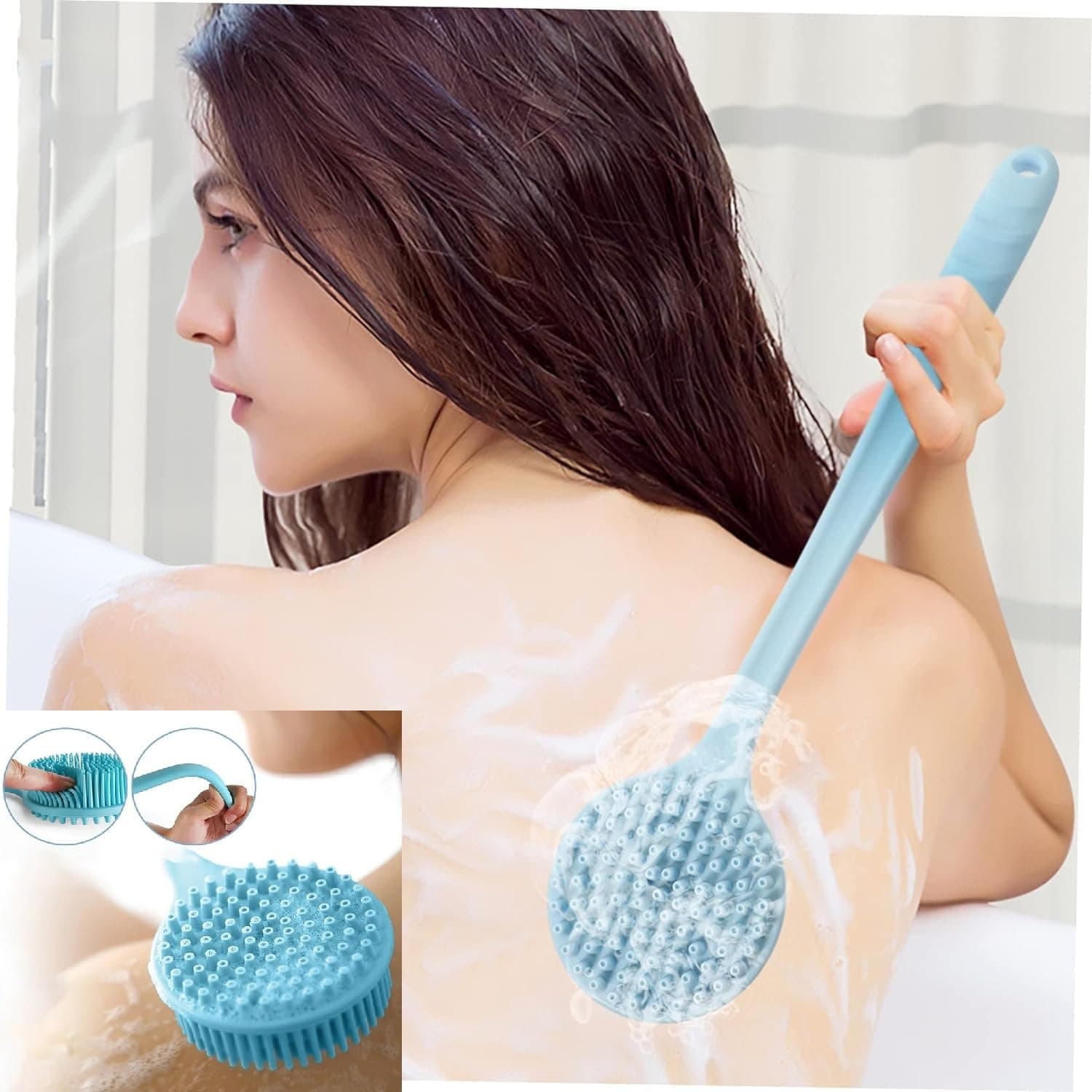 gabani fashion Soft Comfortable Bristles Long Handle Gentle Exfoliation Improve Skin's Dry Brushing Body Back Scrubber for Shower brush (Multi Color)