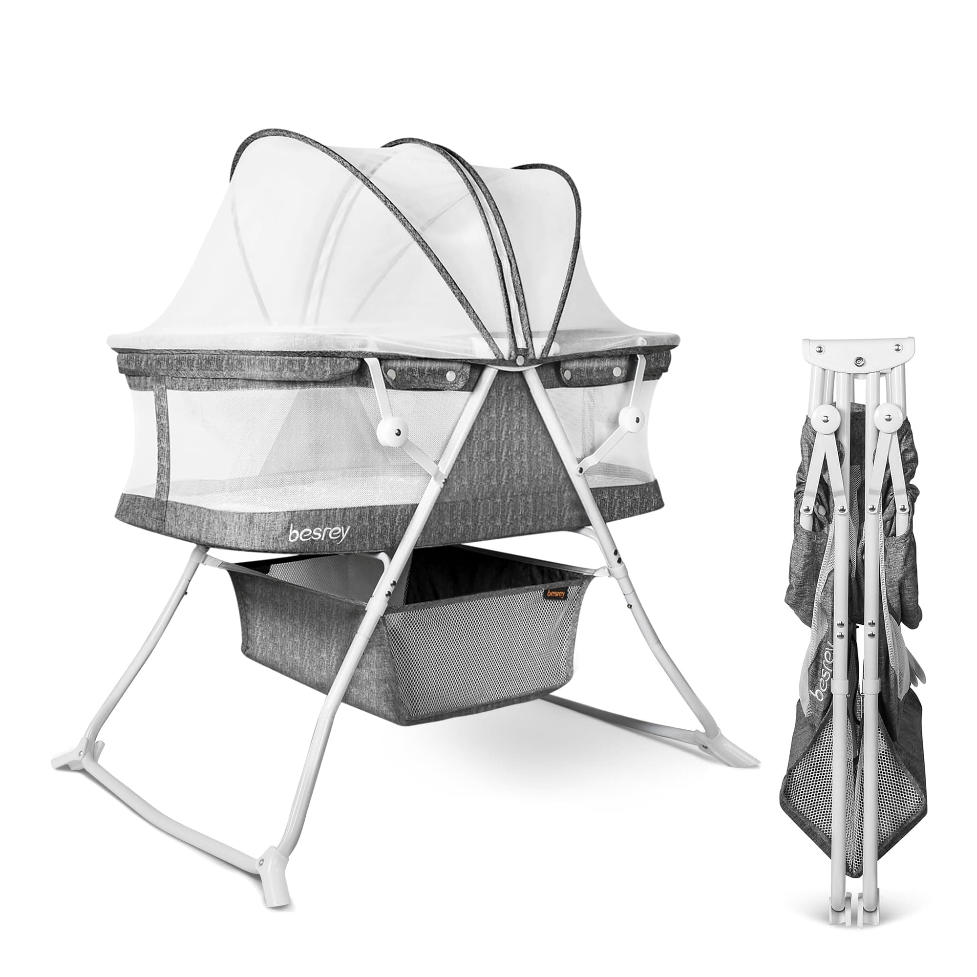 besrey Baby Bassinet, 3-in-1 Portable Foldable Crib for Newborn Infant
