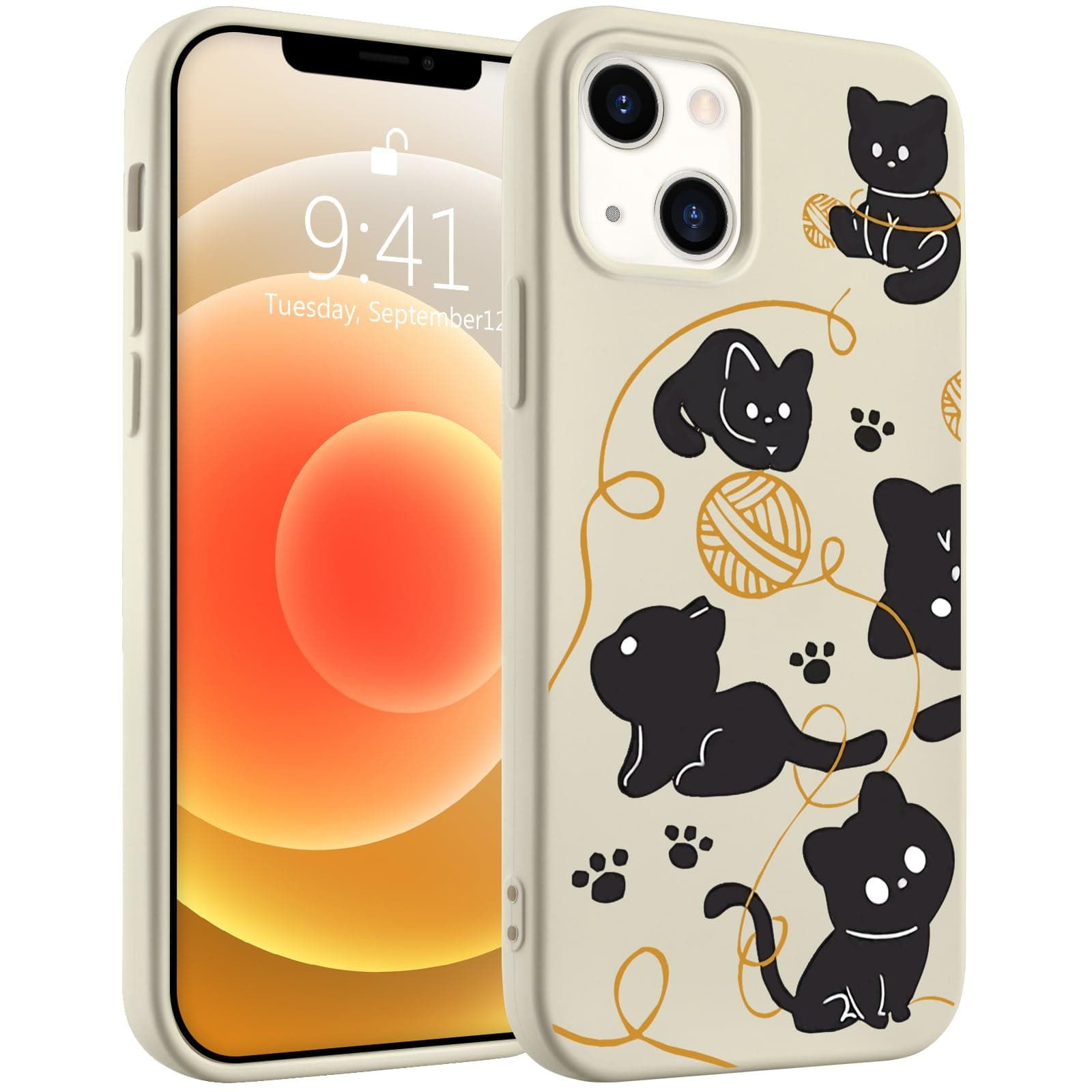 Idocolors Cute Funny Cat Phone Case Compatible with iPhone 11 Pro Max,White Liquid Silicone Case,Soft Gel Rubber Full-Body Protective Microfiber Lining Shockproof Case