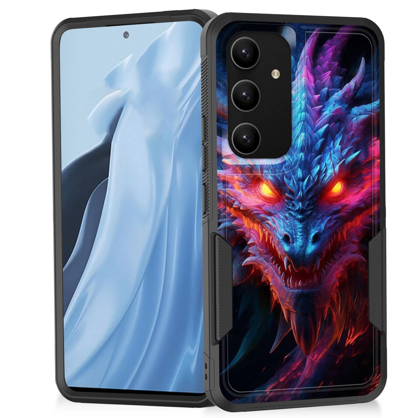 Vobber for Galaxy S25 Case,Heavy Duty Dual Layer Hybrid Hard PC Soft Rubber Shockproof Protective Rugged Bumper Case for Samsung Galaxy S25 6.2 Inch 2025,Angry Dragon