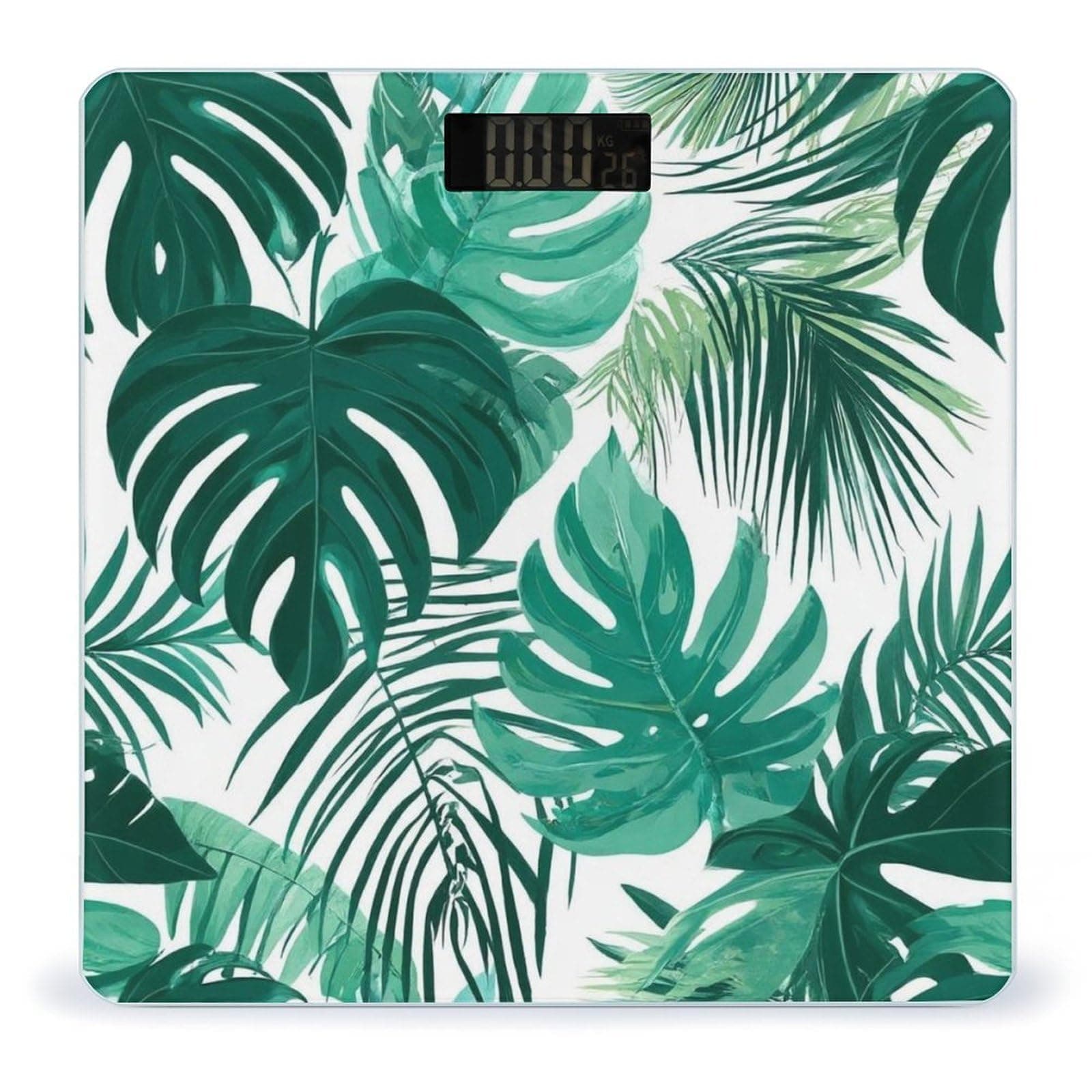 Smart Scale for Body Weight Digital Bathroom Weighing Scale Energy Saving Scale Tropical Leaf Green Palm Leaves