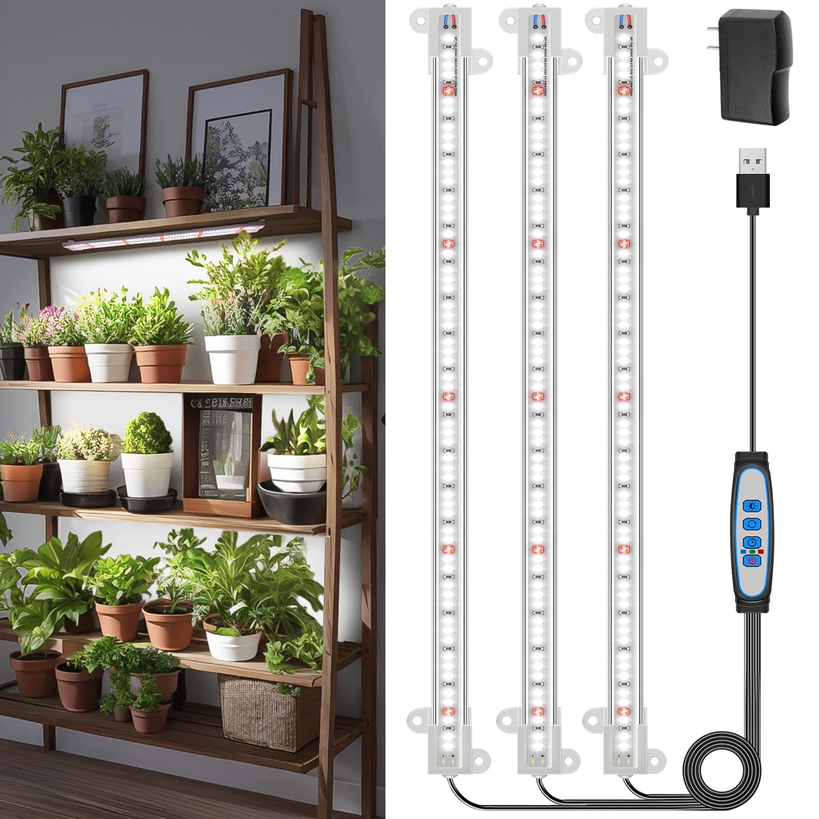 Wiaxulay Plant Grow Light Strips, 16in Full Spectrum for Indoor Plants 15W