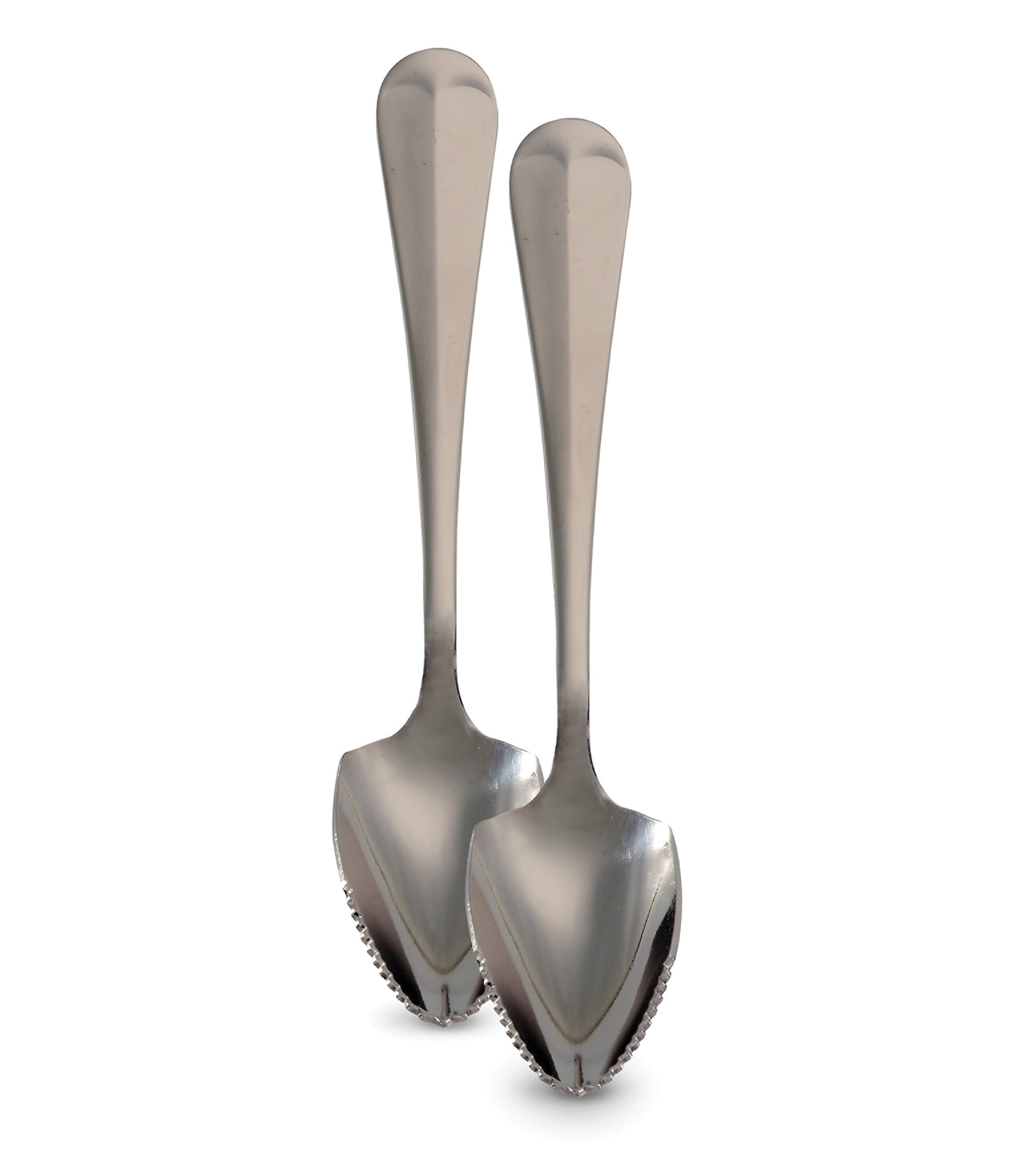 HIC Kitchen Grapefruit Dessert Spoons with Pointed Tip and Serrated Edge, Stainless Steel, Set of 2