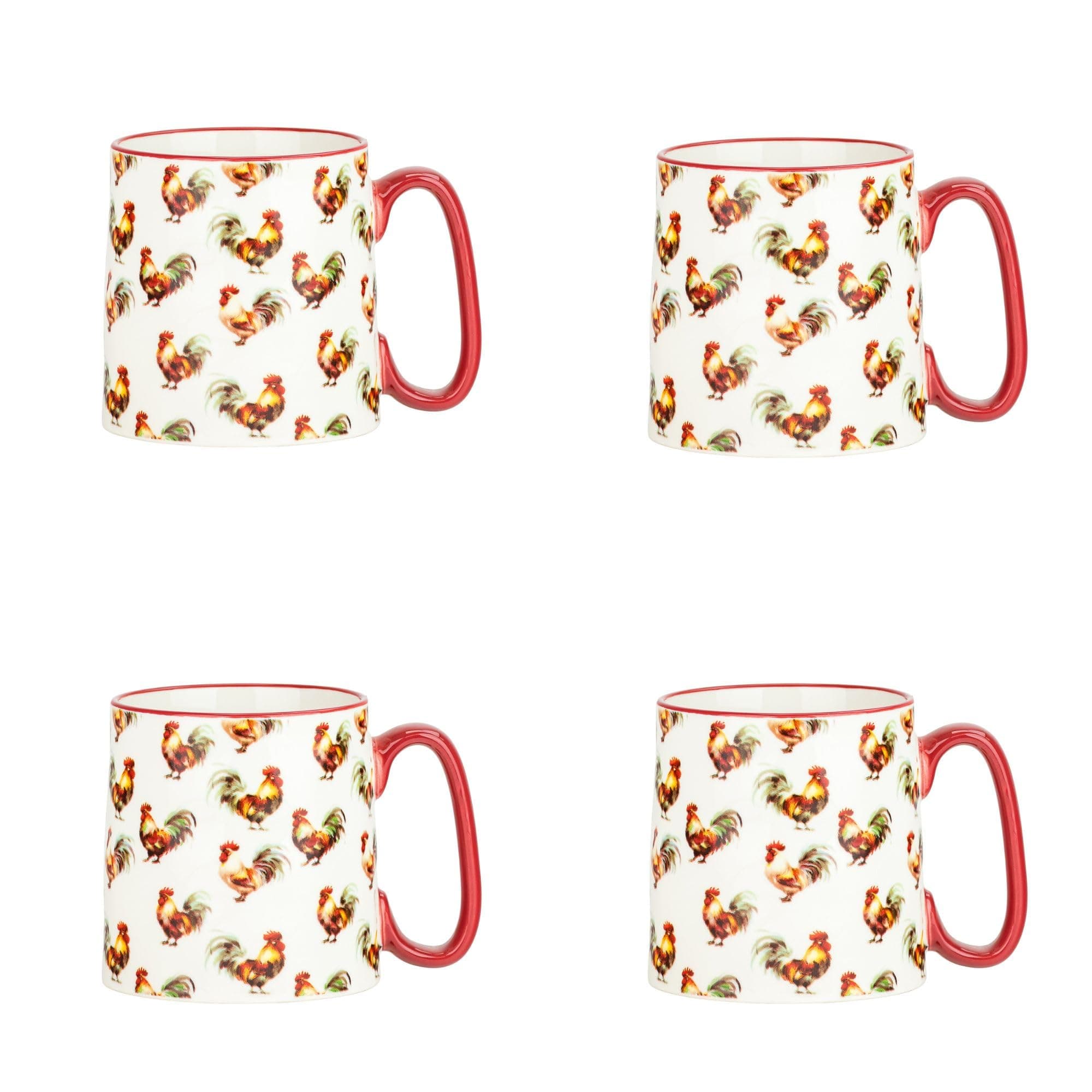 10 Strawberry Street Bella Mug Traditional Rooster, Set of 4