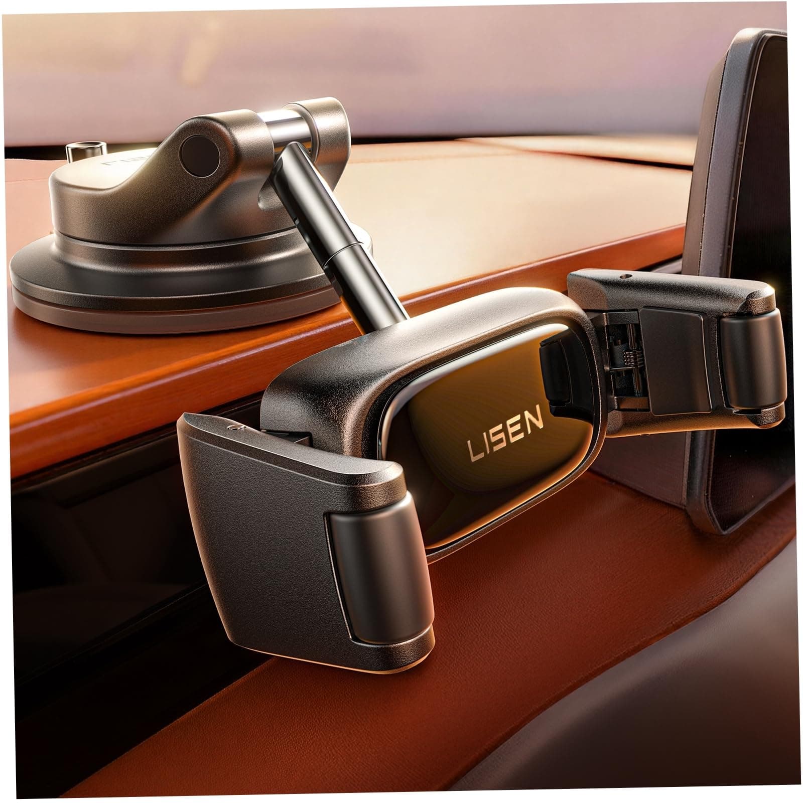 LISEN Suction Phone Mount for Car, [Ultra Suction & Less Fuss] Car Phone Holder Mount Vacuum Dashboard Phone Holder, Car Cell Phone Holder for iPhone 18 17 16 15 Pro Max Air with Case Galaxy S26 S25