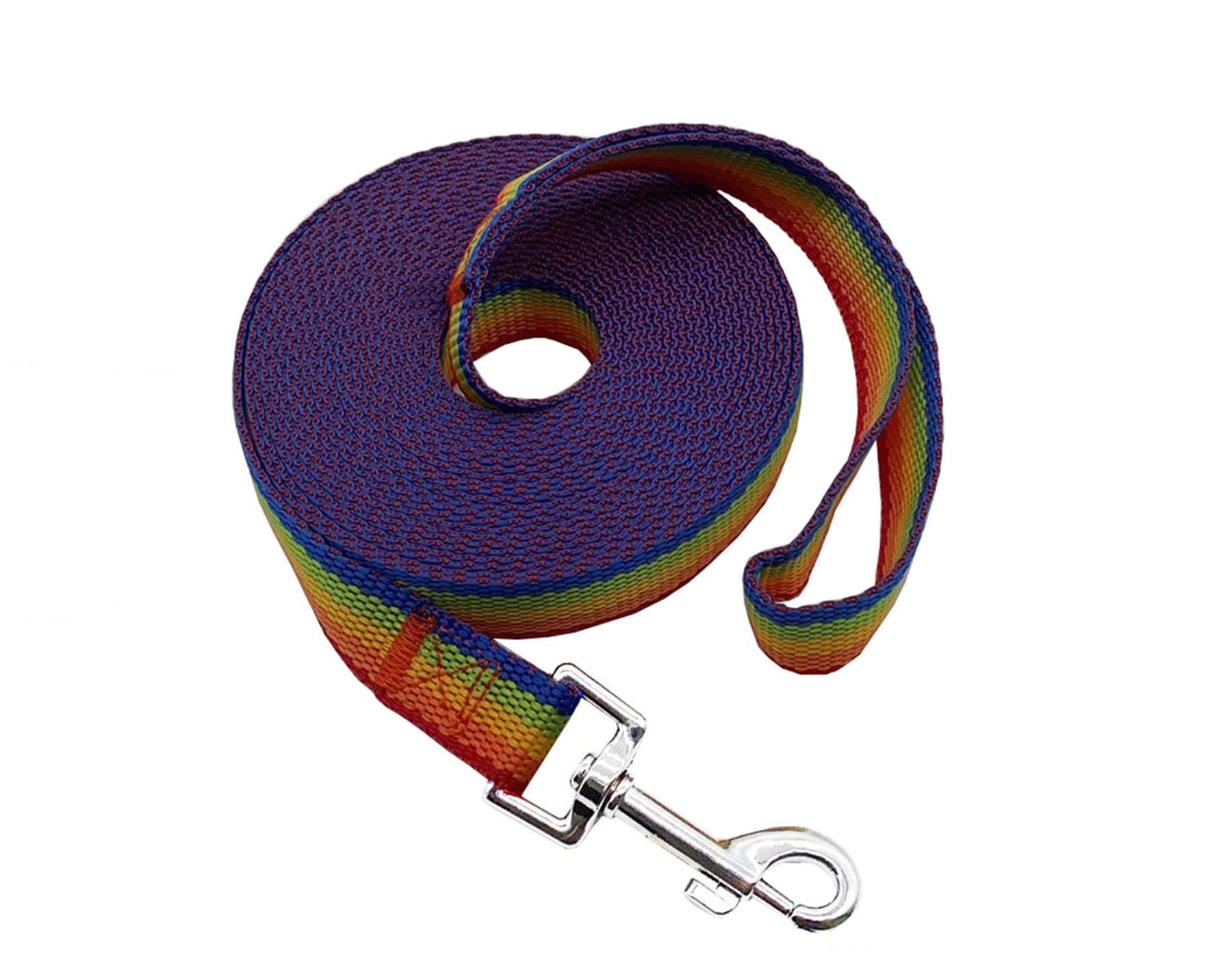 Nylon Training Dog Leash for Small Medium Large Dogs, 15ft 20ft 30ft 50ft Long Leash Dog/Puppy Lead for Obedience Recall Training, Camping (50ft, Rainbow)