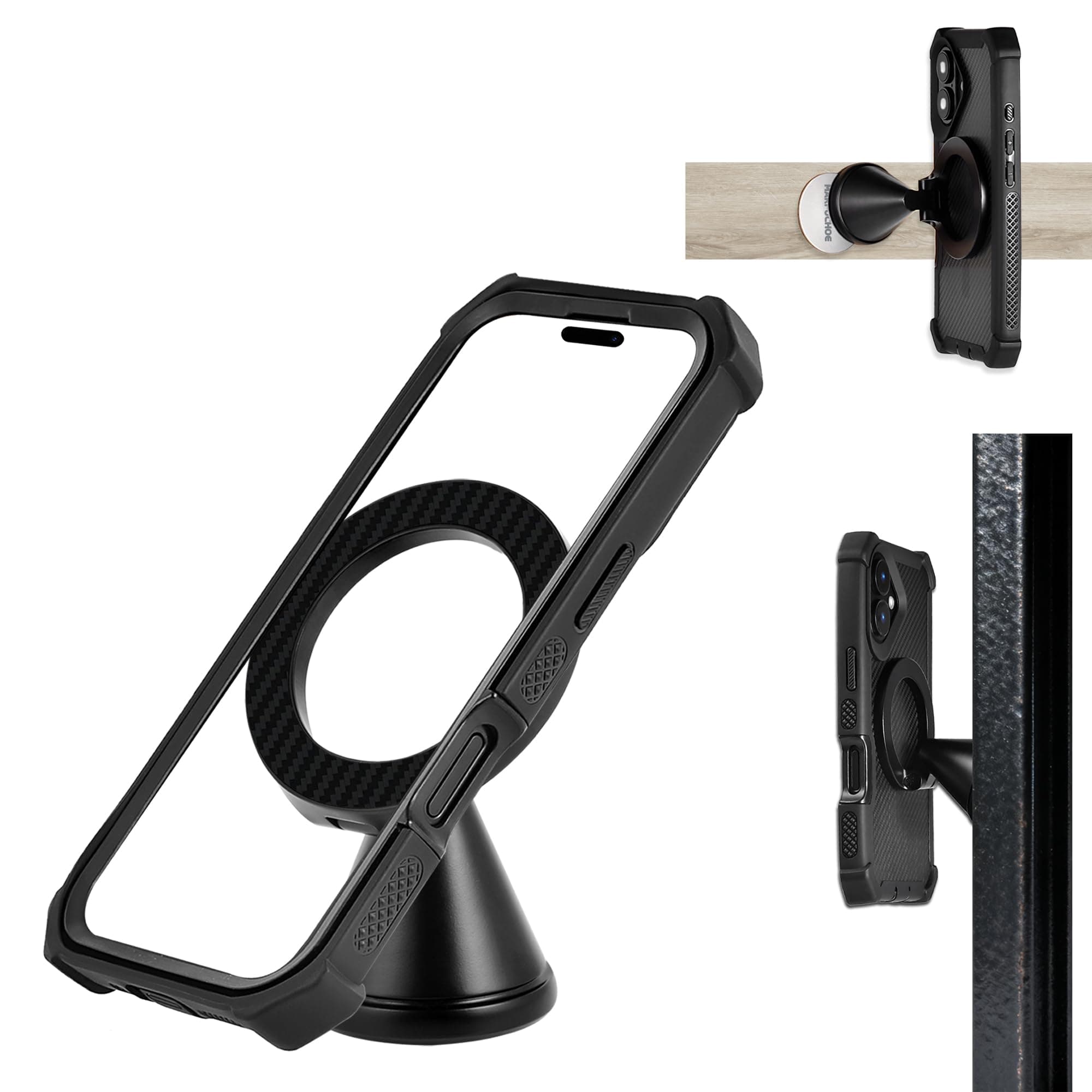 MARFUCHOE Dual Magnet Dash Mount for Magsafe Cell Phone for iPhone 17-12 pro max for Samsung Galaxy Android for Gym Fitness for turck RV Van,Phone Holder Stand for kitch bathsoom Desk