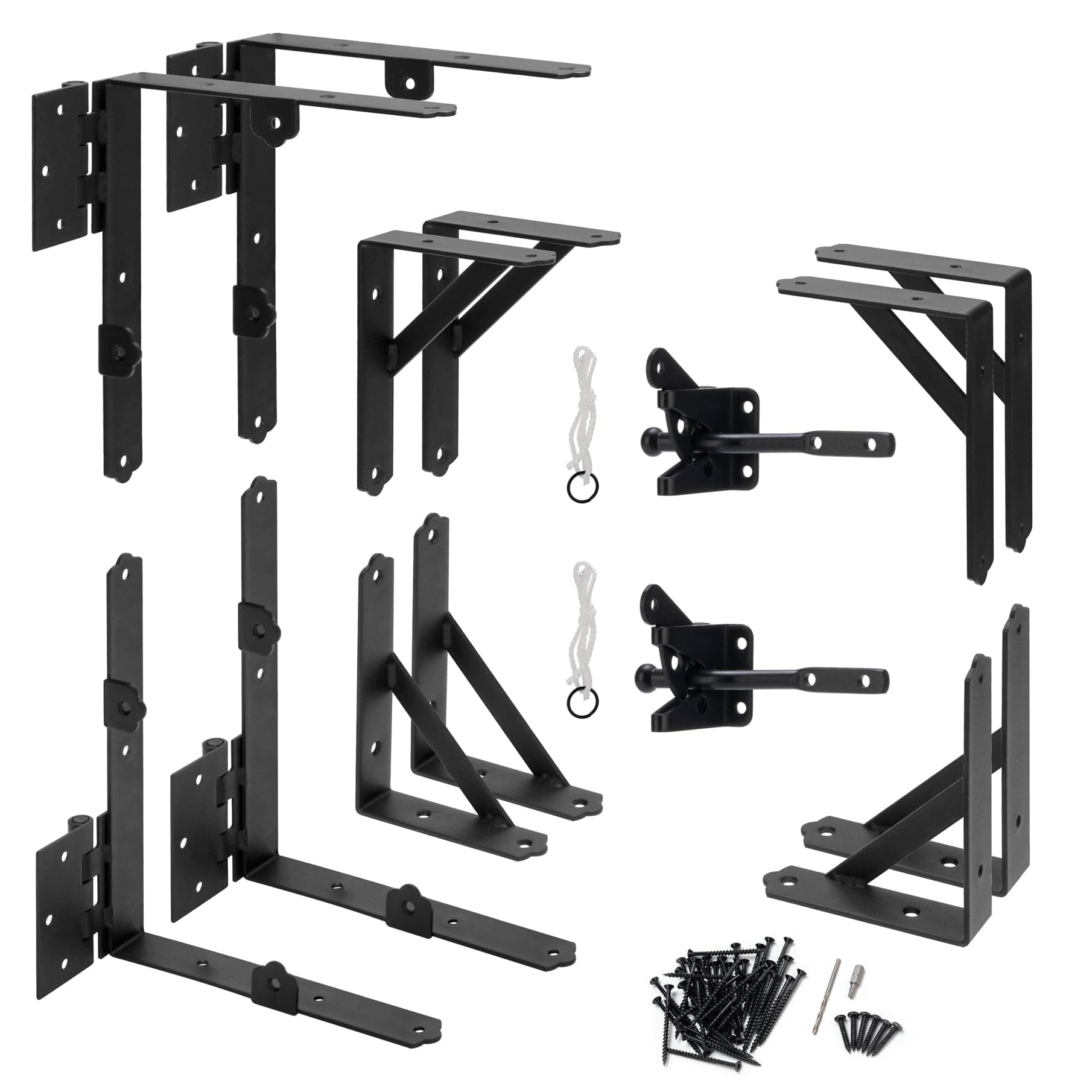 HILLMASTER 2 Set Anti Sag Gate Frame Kit Gate Corner Brace Bracket Heavy Duty Adjustable Gate Hardware with Gate Latch for Wooden Fences,Driveway Gates,Shed Doors,Corral Gates,Wood Windows