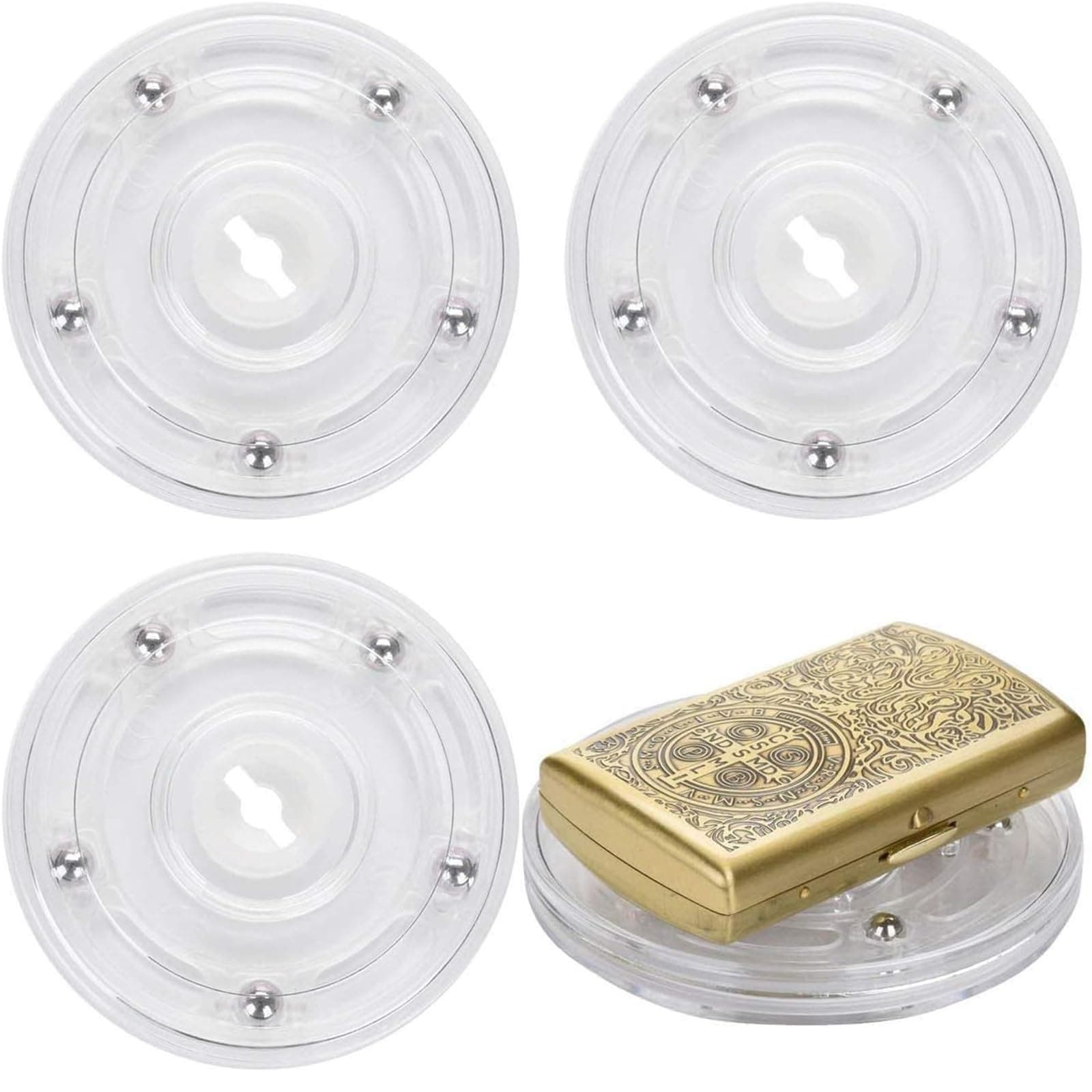 TamBee 2PC 4Inch Acrylic Lazy Susan Turntable Organizer Revolving Display Base White Acrylic for Spice Rack Table Cake Kitchen Pantry Decorating (4Inch, 2Pcs)